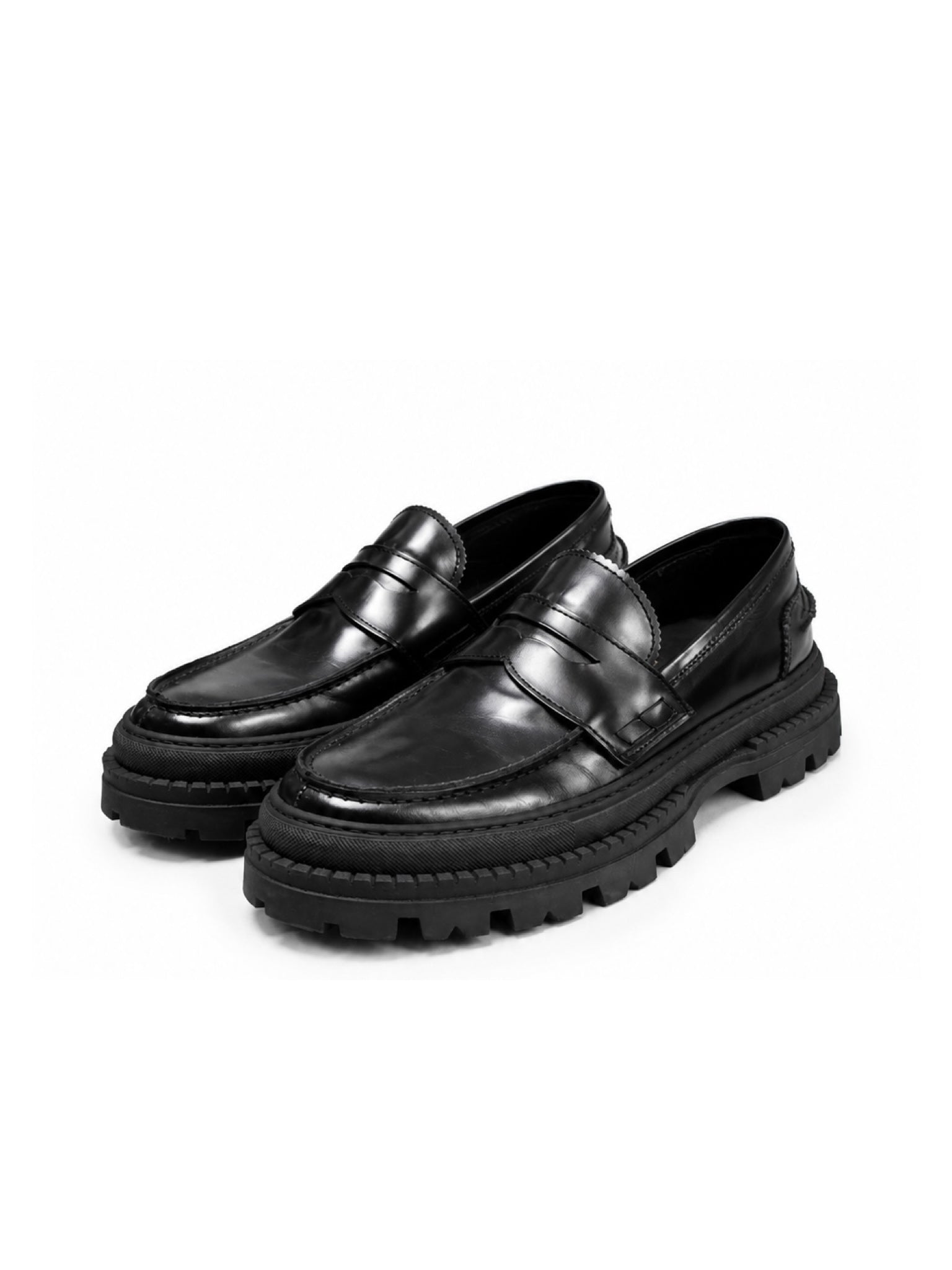 Leather Loafers with Strap - Black