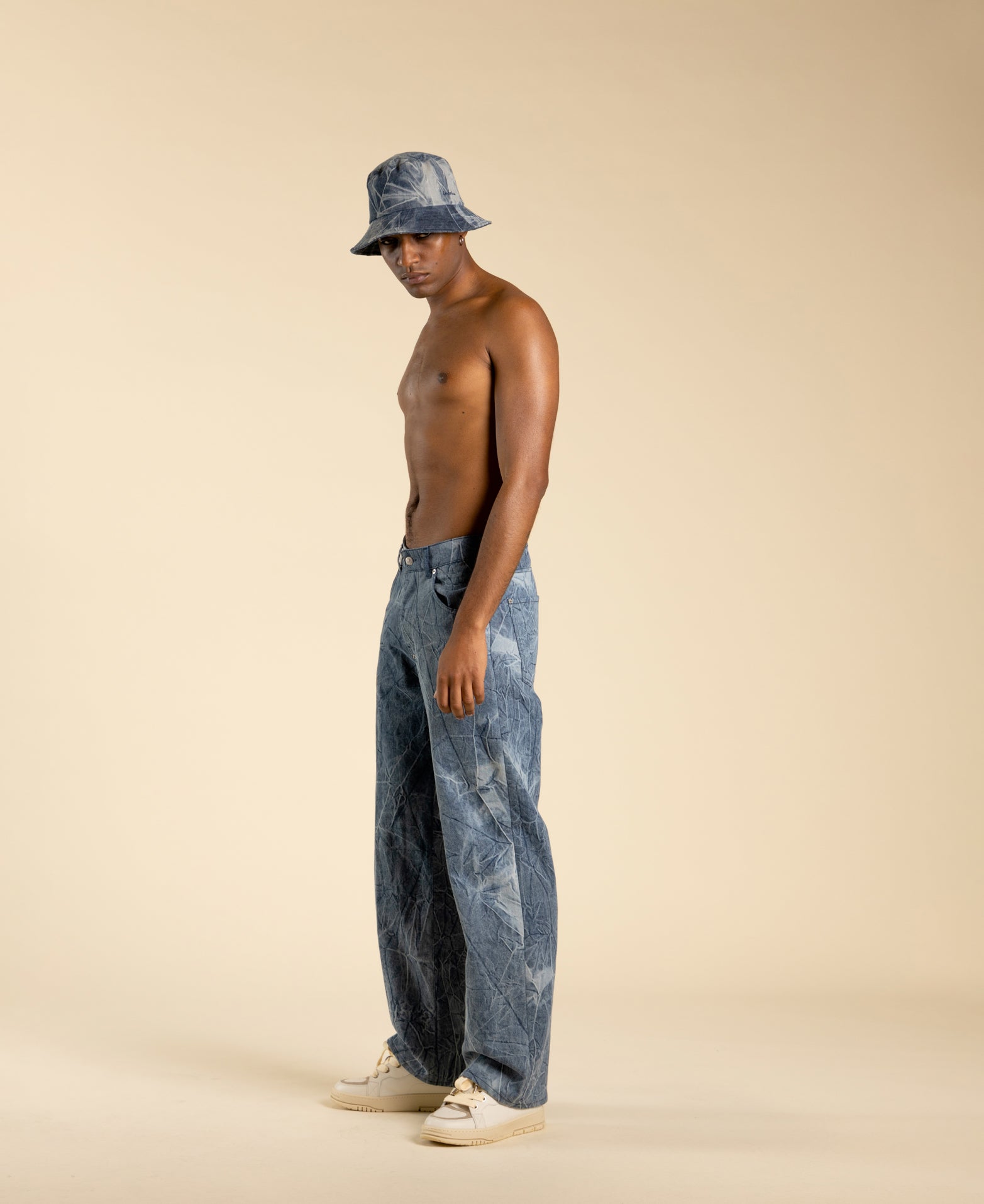 Blue denim cotton bucket hat