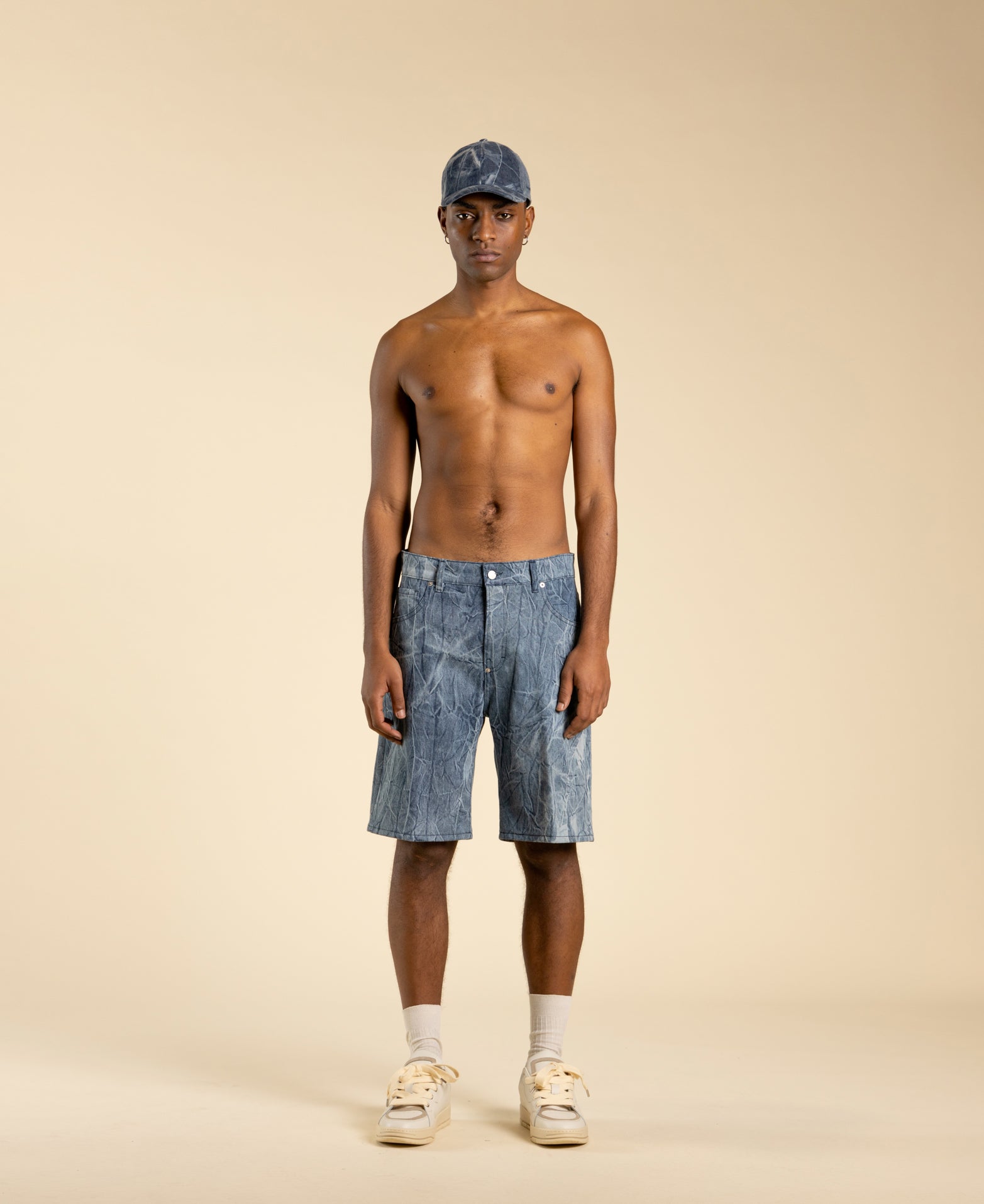 Blue denim cotton baseball cap