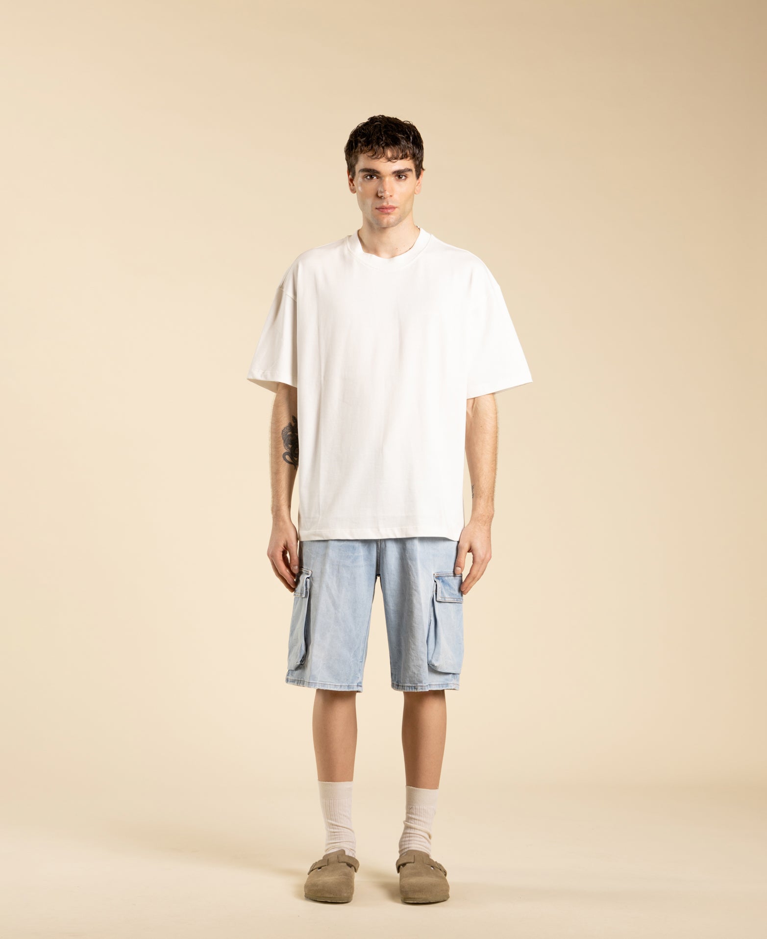 Light washed cargo Bermuda shorts
