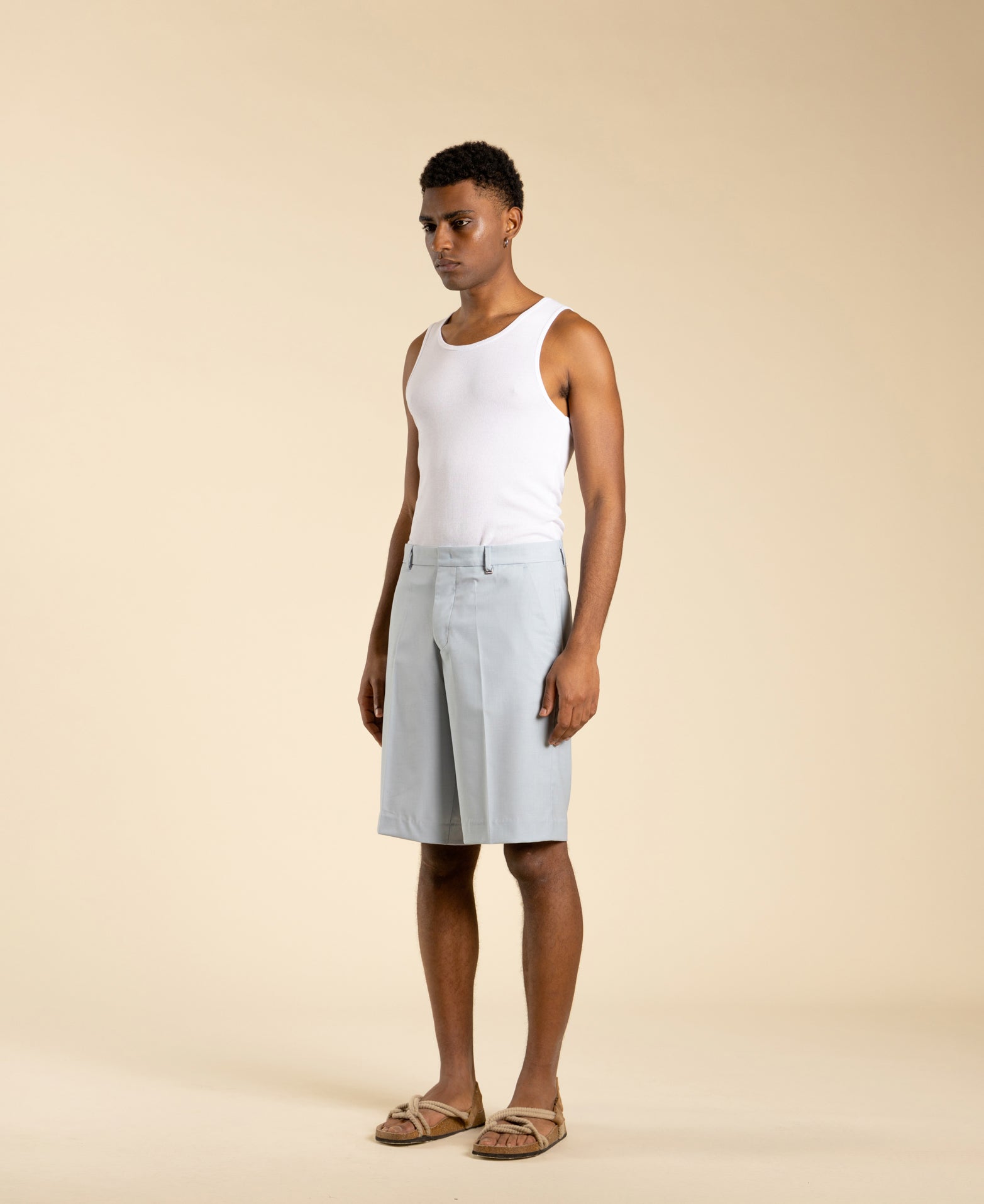 Bermuda shorts with American pocket - Powder
