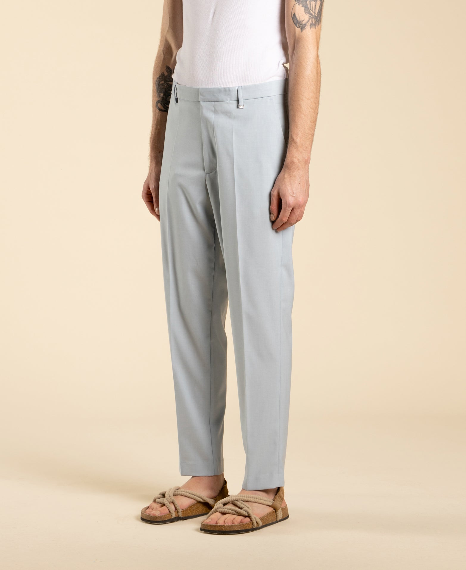Regular fit trousers with American pocket - Powder