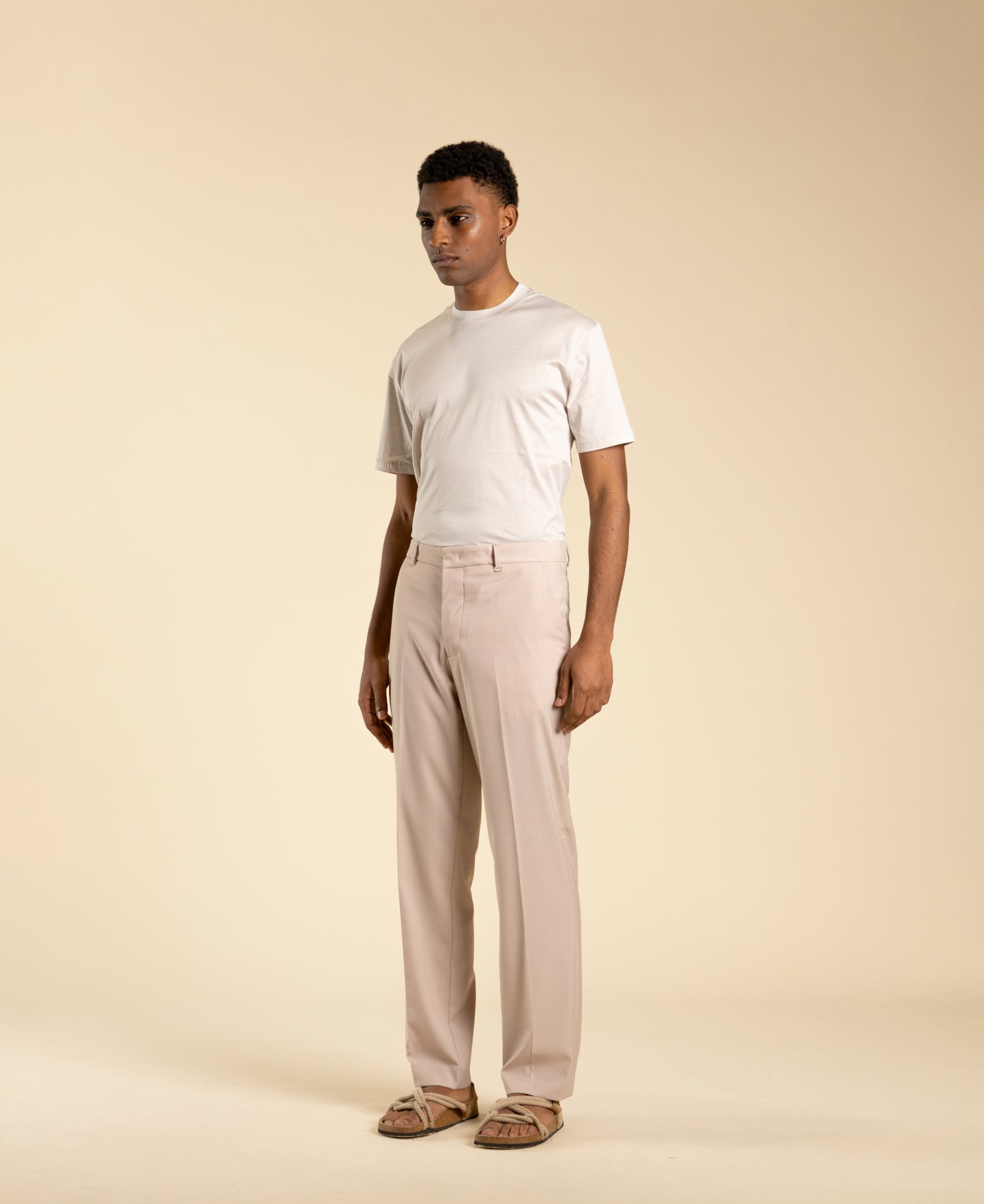 Regular-fit T-shirt in cotton lisle - Powder