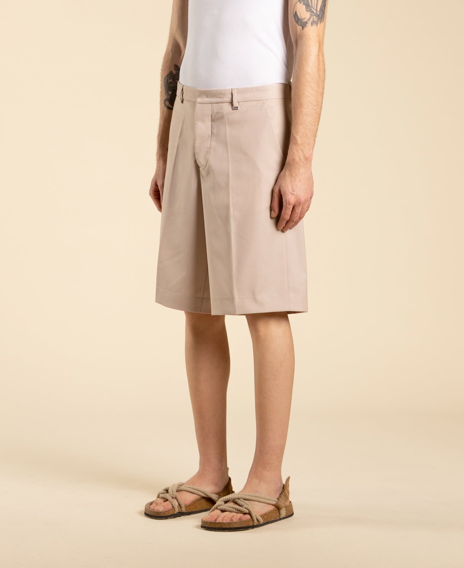 Bermuda shorts with American pocket - Powder