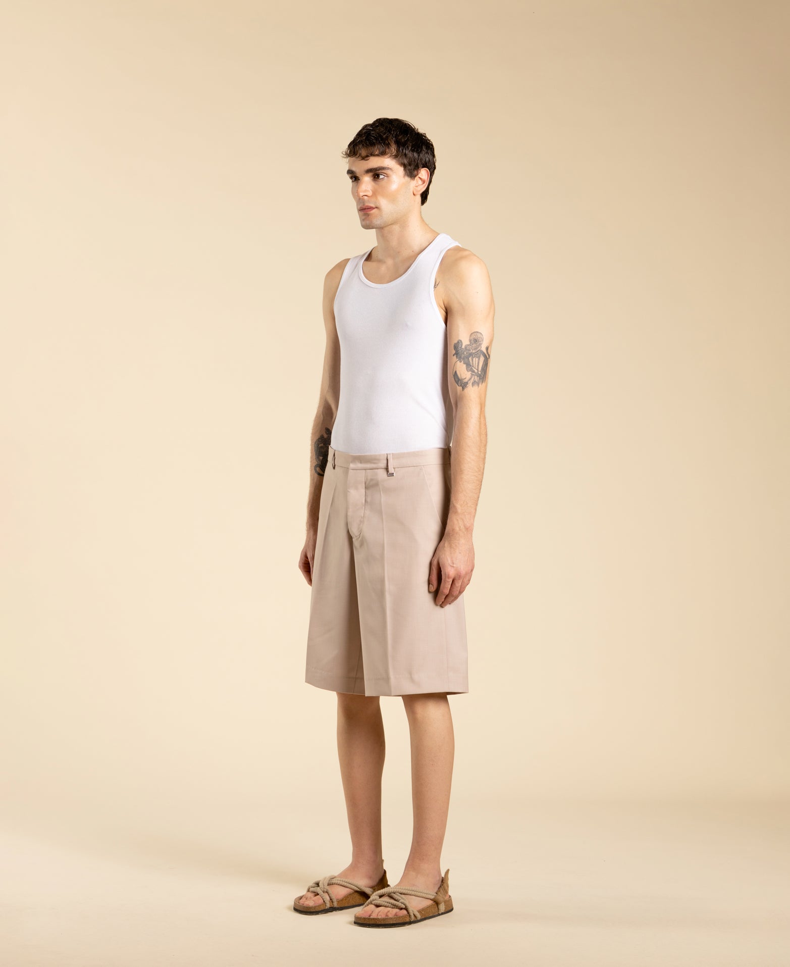 Bermuda shorts with American pocket - Powder