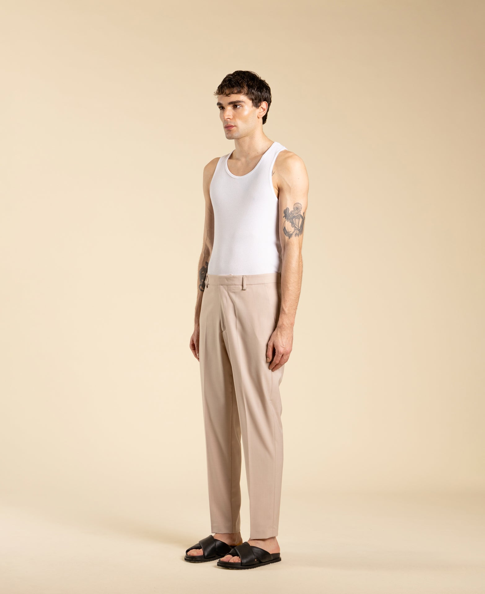 Regular-fit trousers with American pocket - Powder