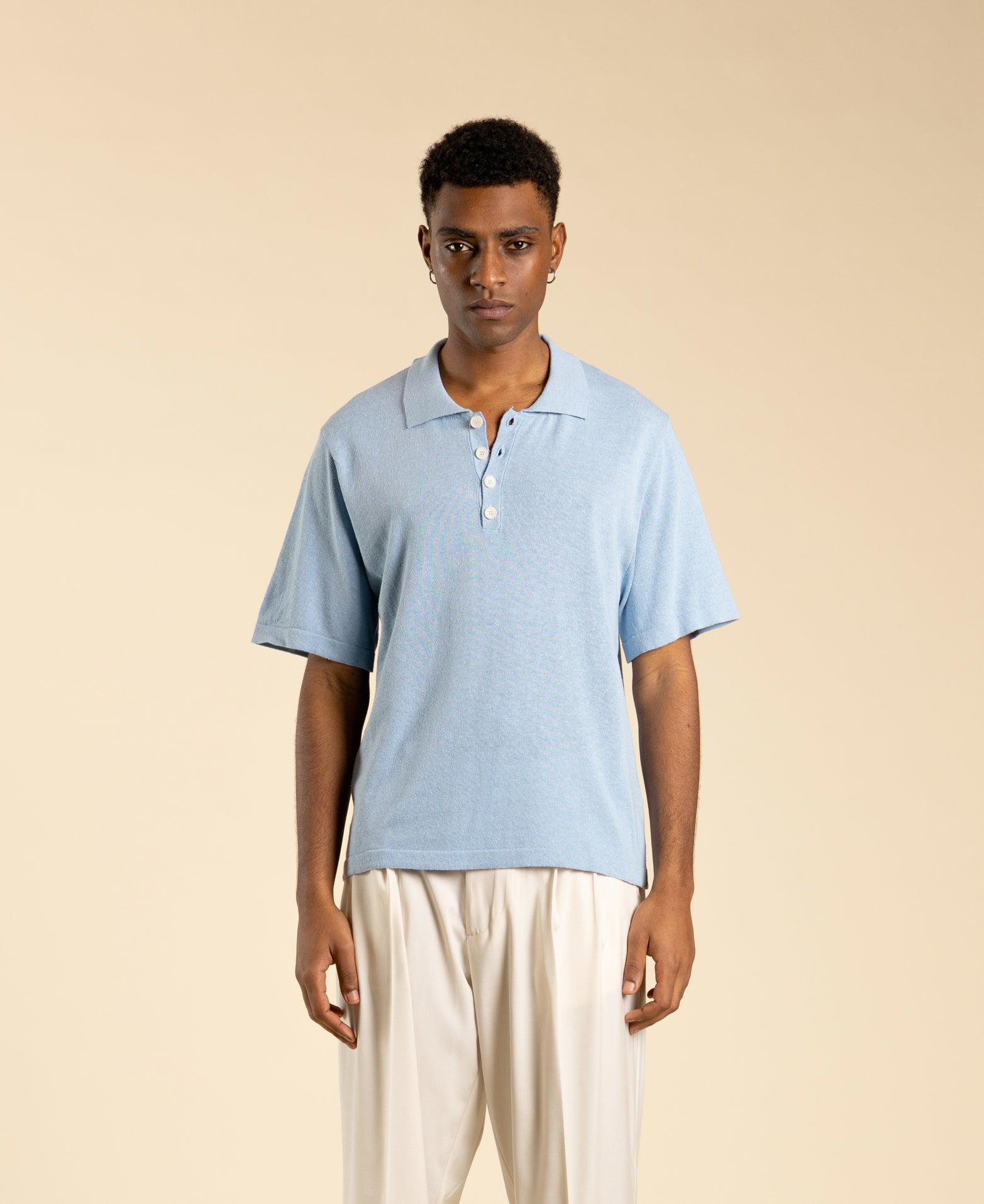 Short-sleeved polo shirt - Light blue