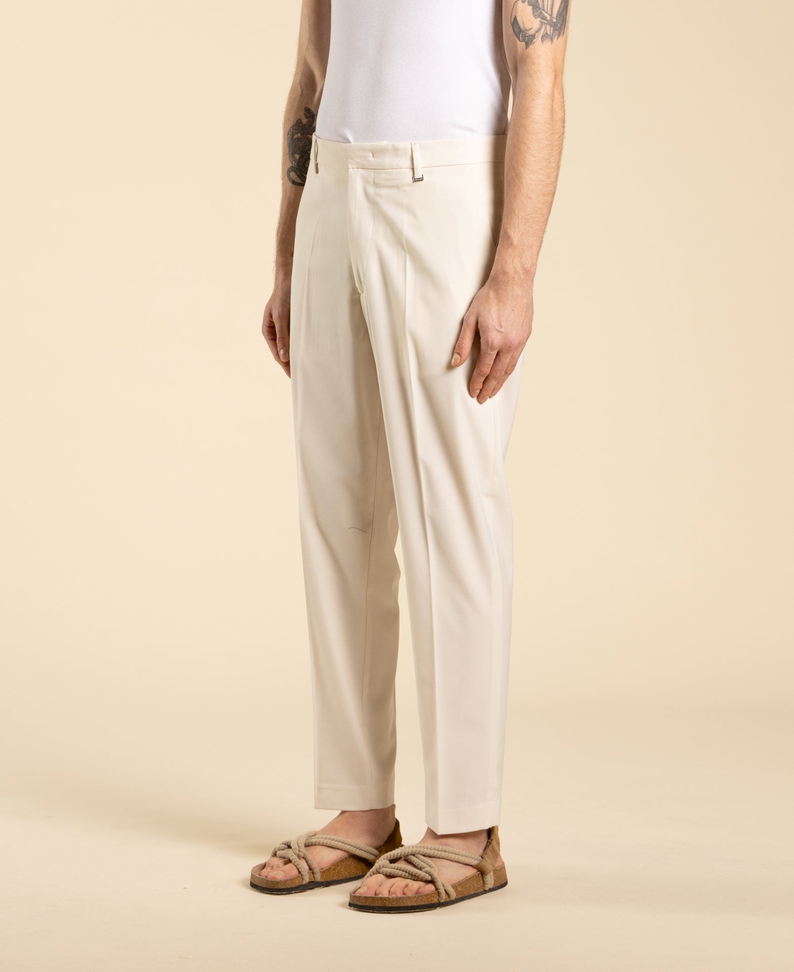 Regular-fit trousers with American pocket - Cream