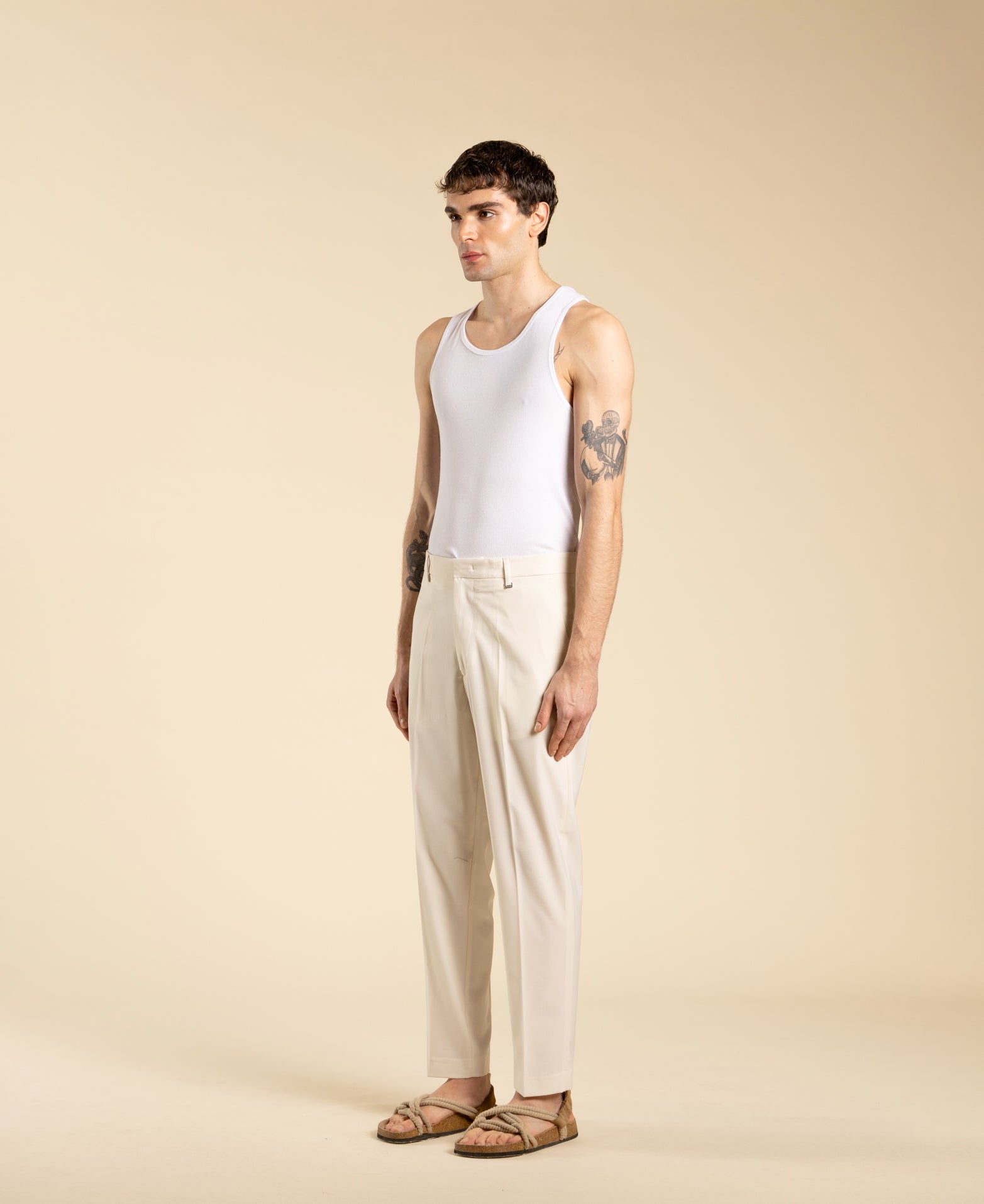 Regular-fit trousers with American pocket - Cream