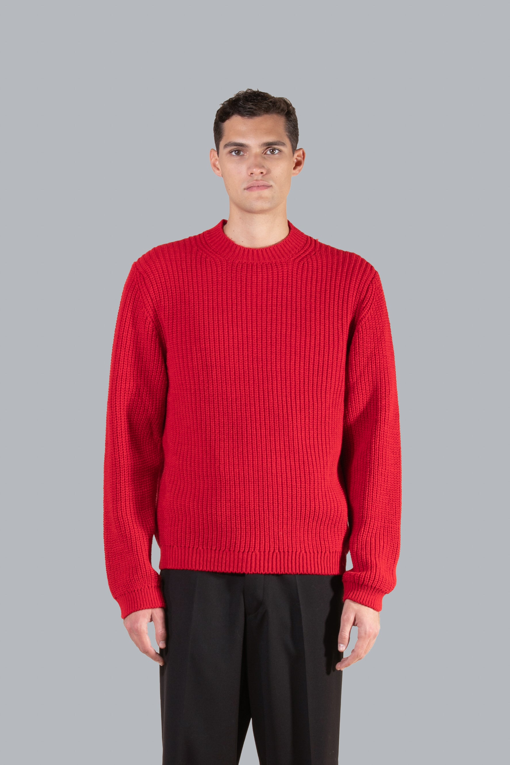 Maglia girocollo in misto lana - Rosso