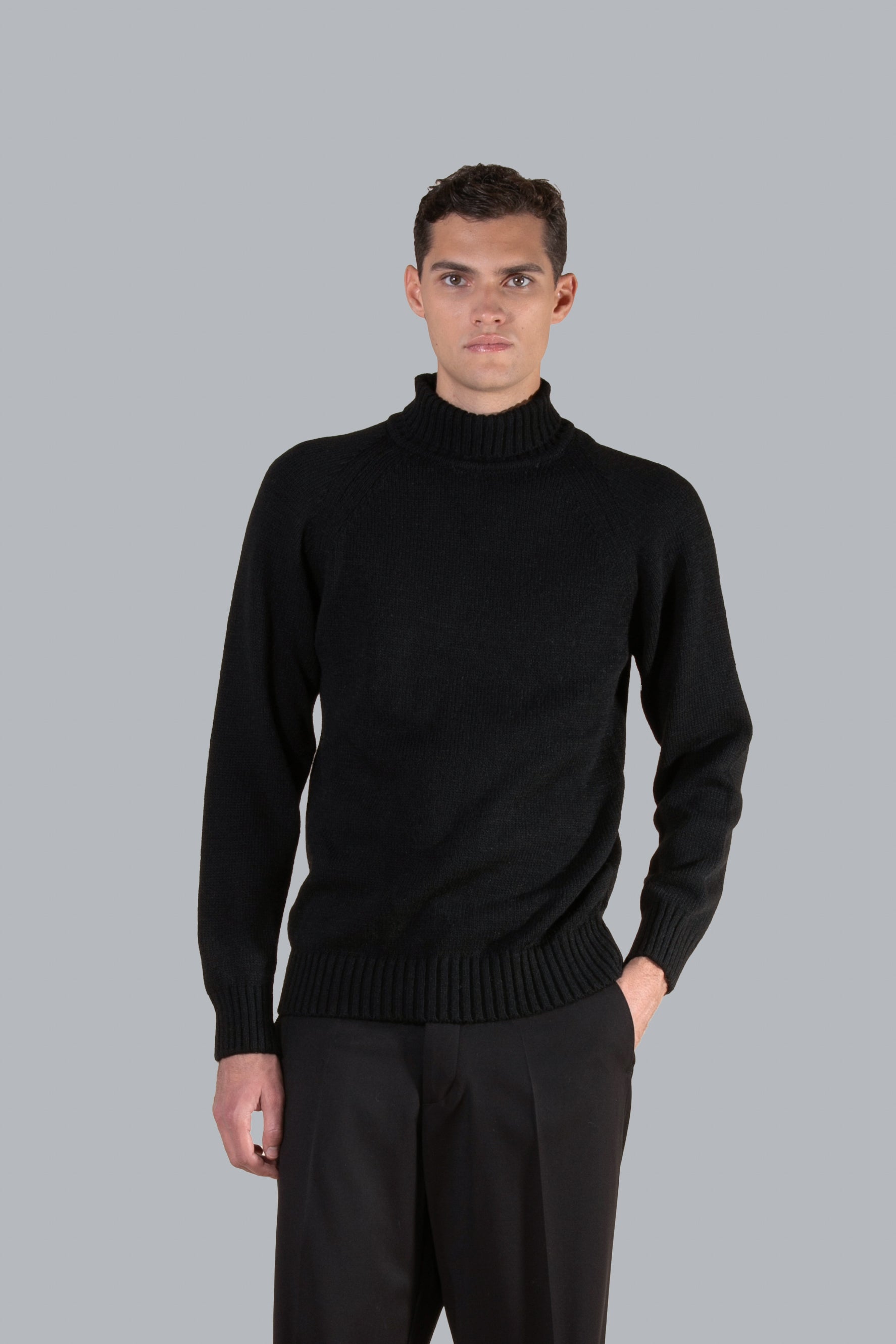 Wool Blend Turtleneck - Black