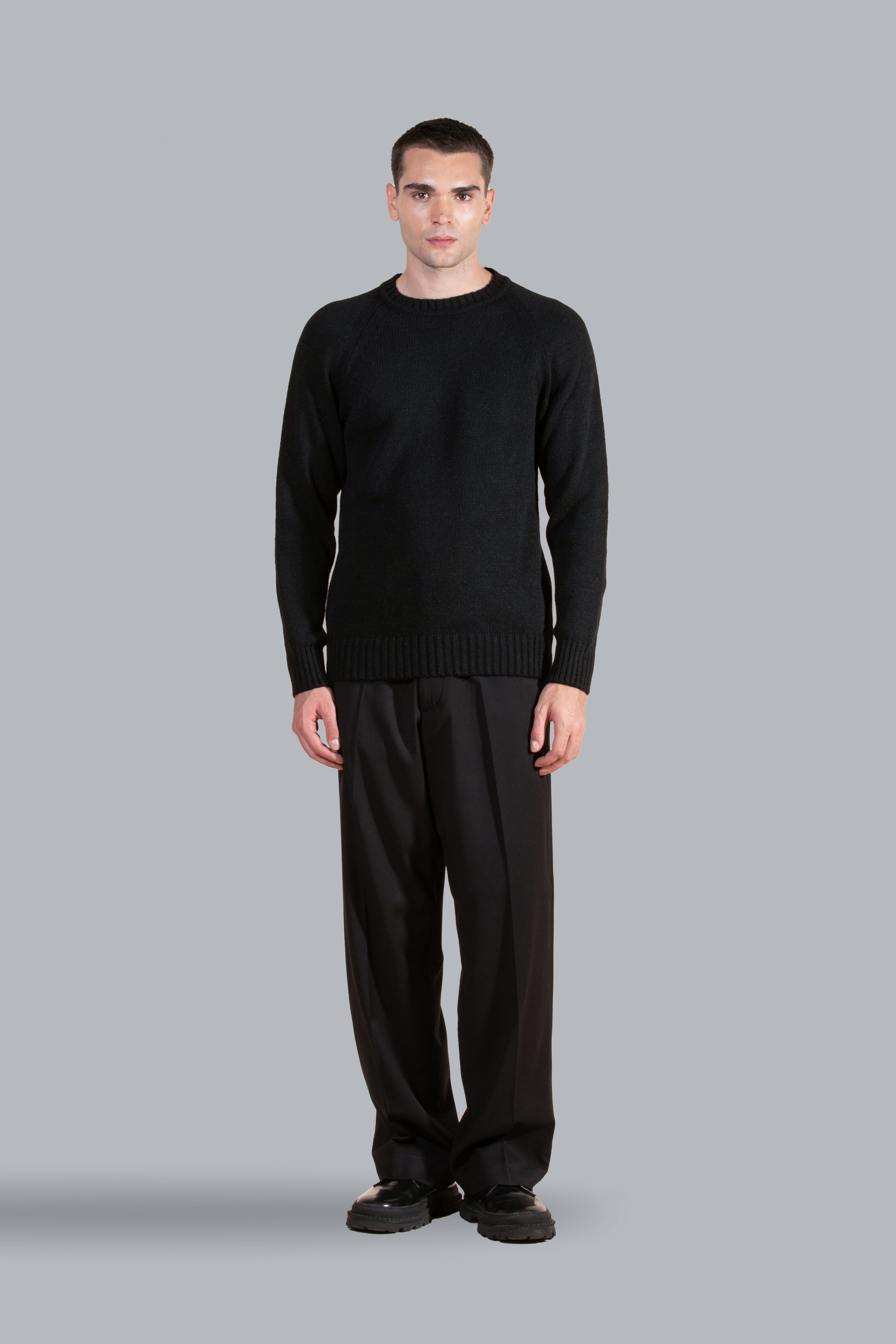 Girocollo in maglia misto lana - nero