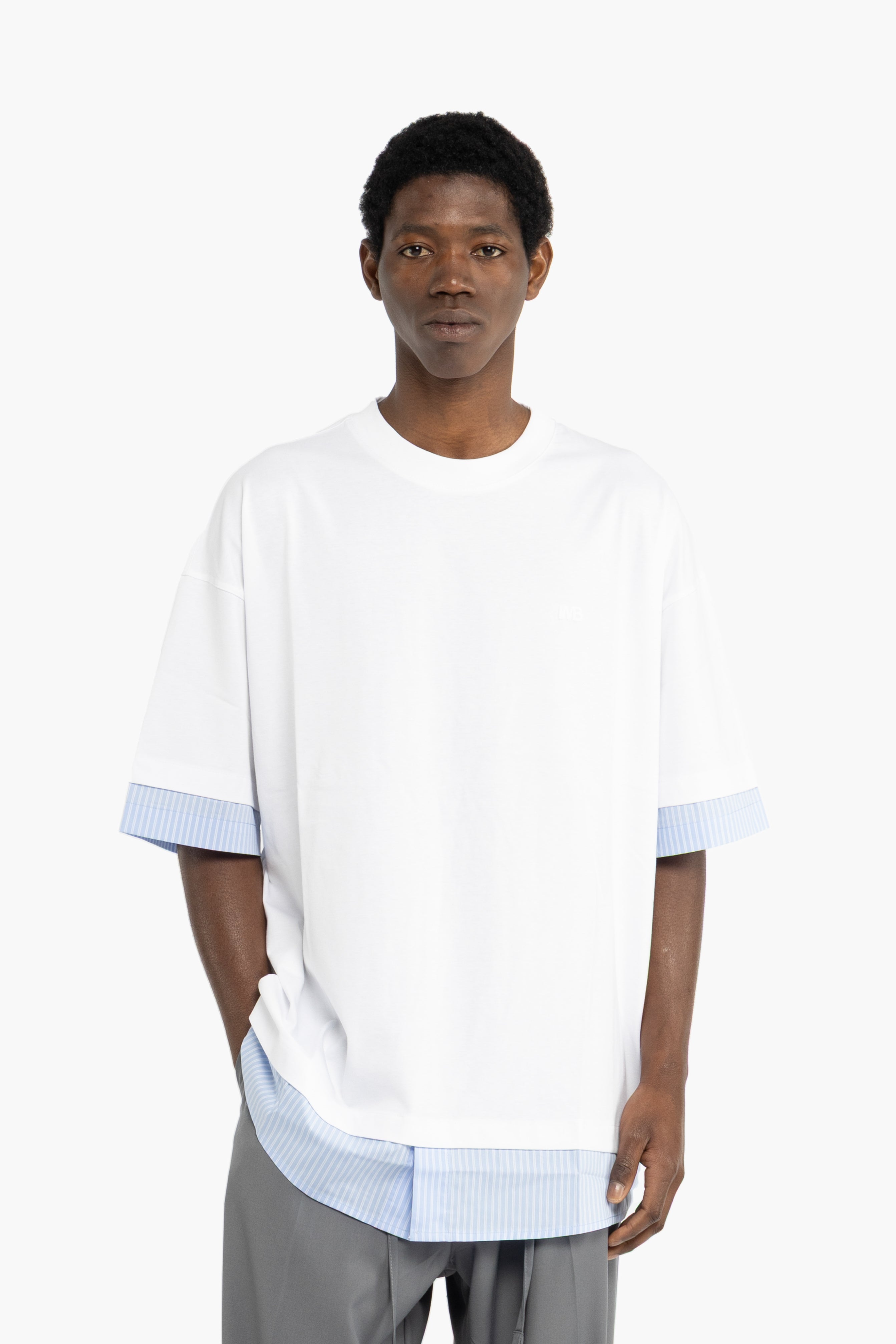 T-shirt in cotone a contrasto - Bianco