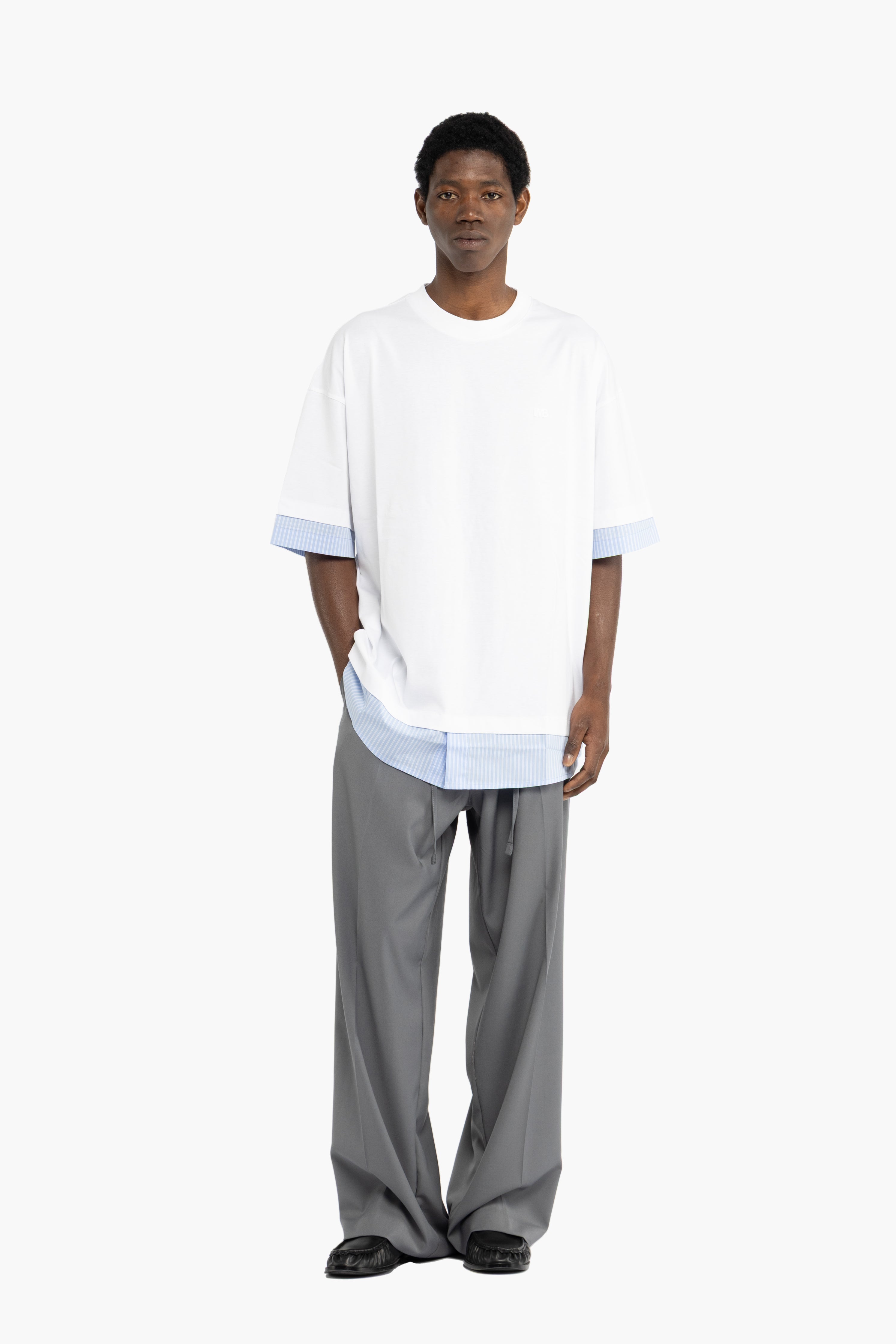 T-shirt oversize in cotone a contrasto - Bianco