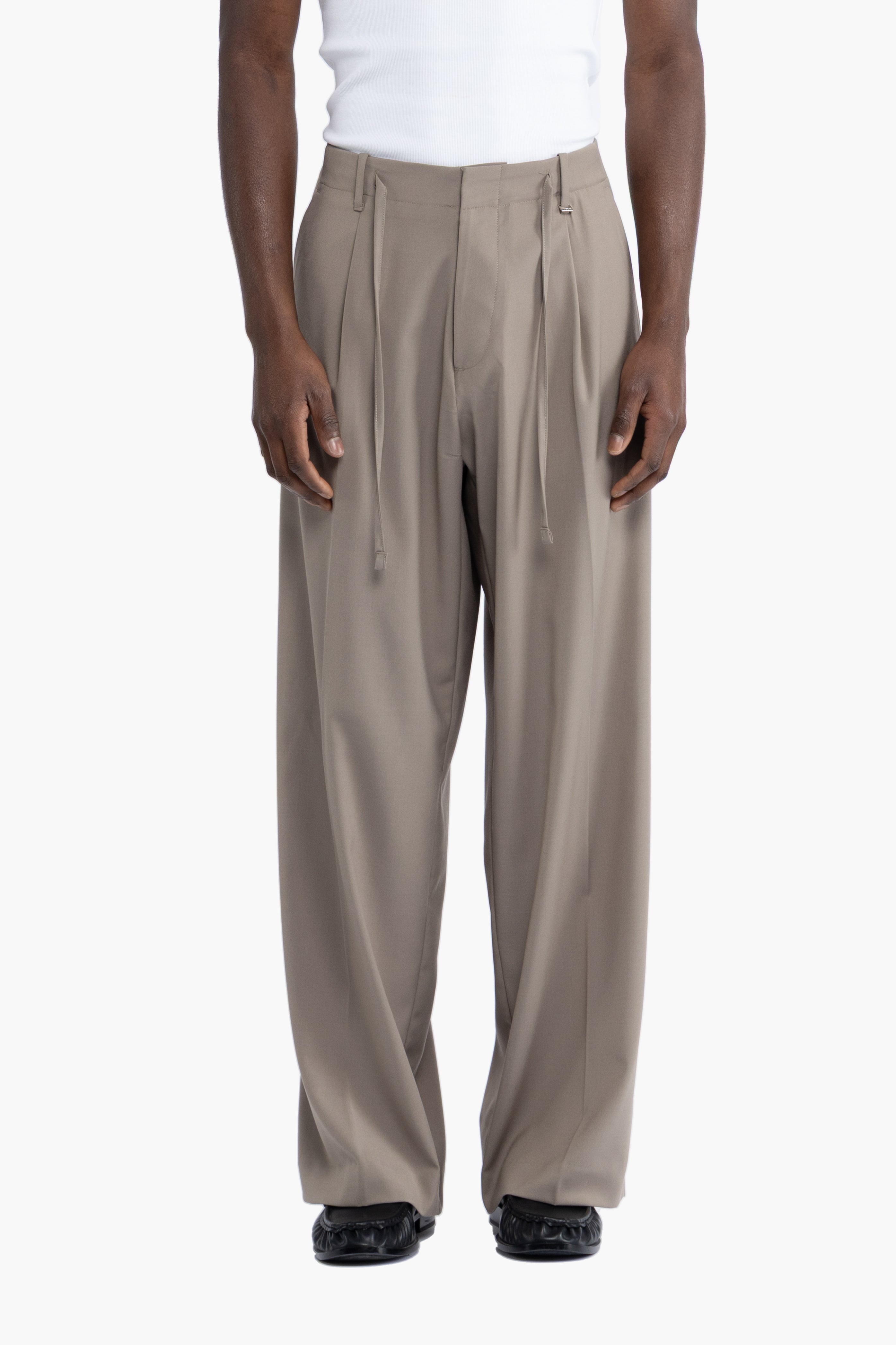 Pantalone con coulisse fondo molto ampio - Taupe