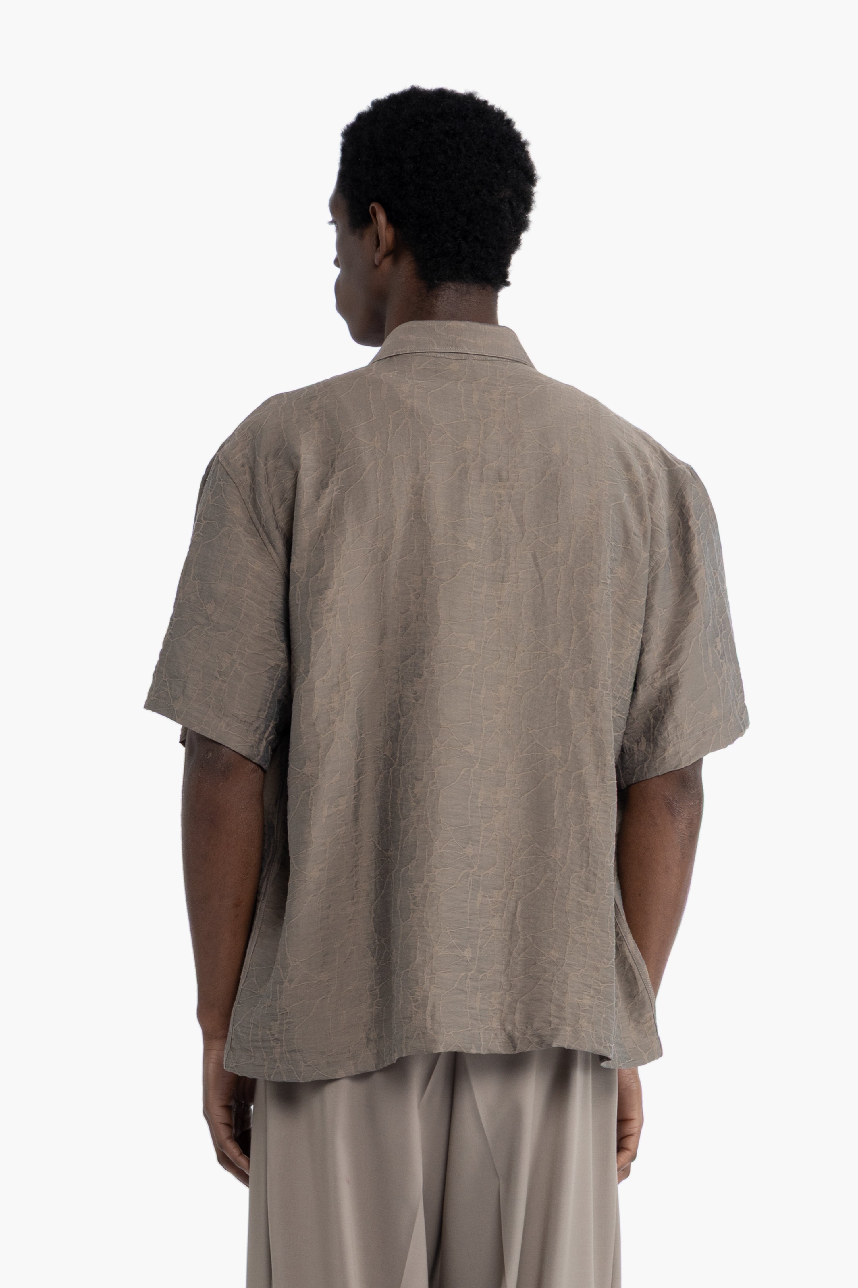 Camicia jacquard maniche corte - Taupe