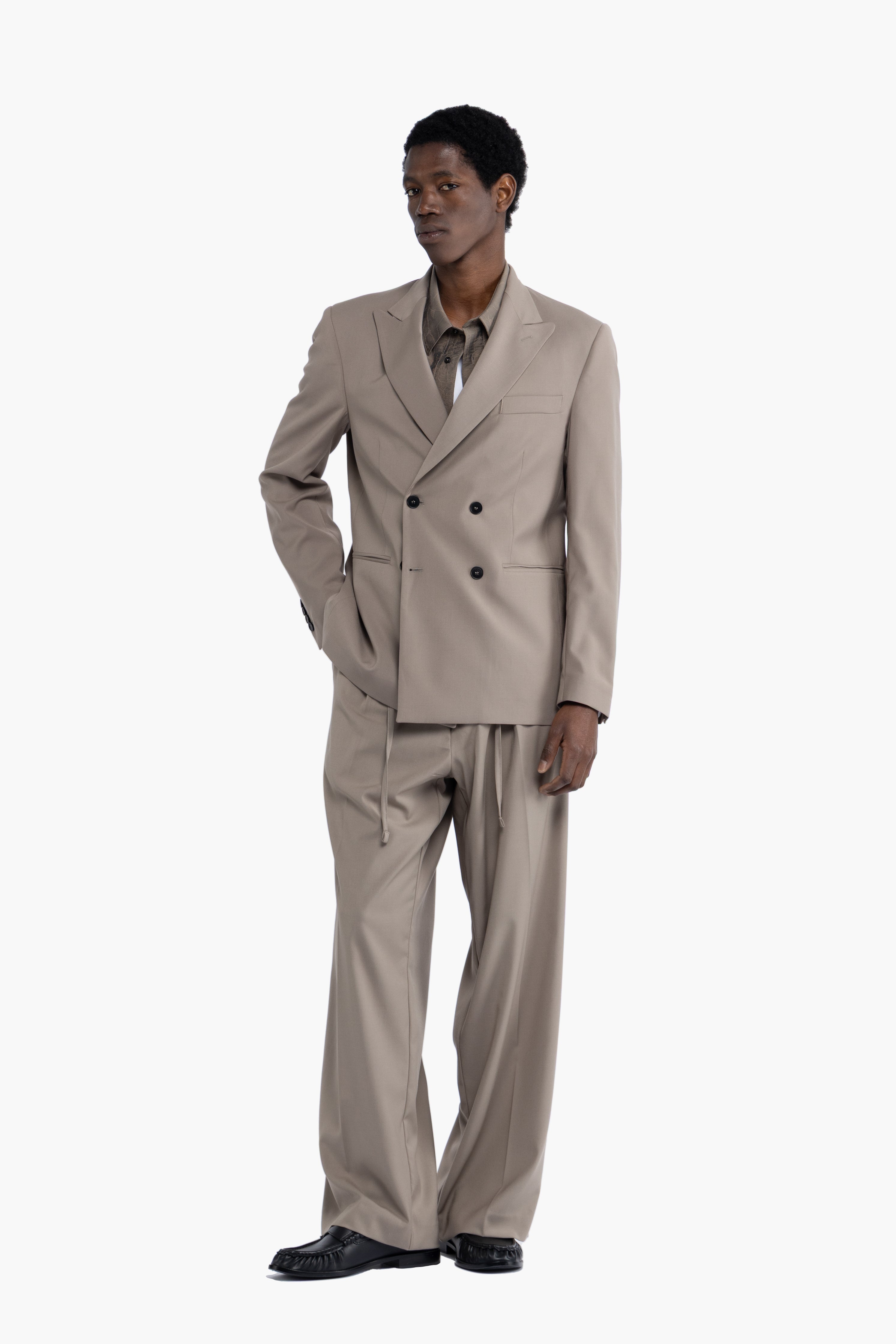 Pantalone con coulisse fondo molto ampio - Taupe