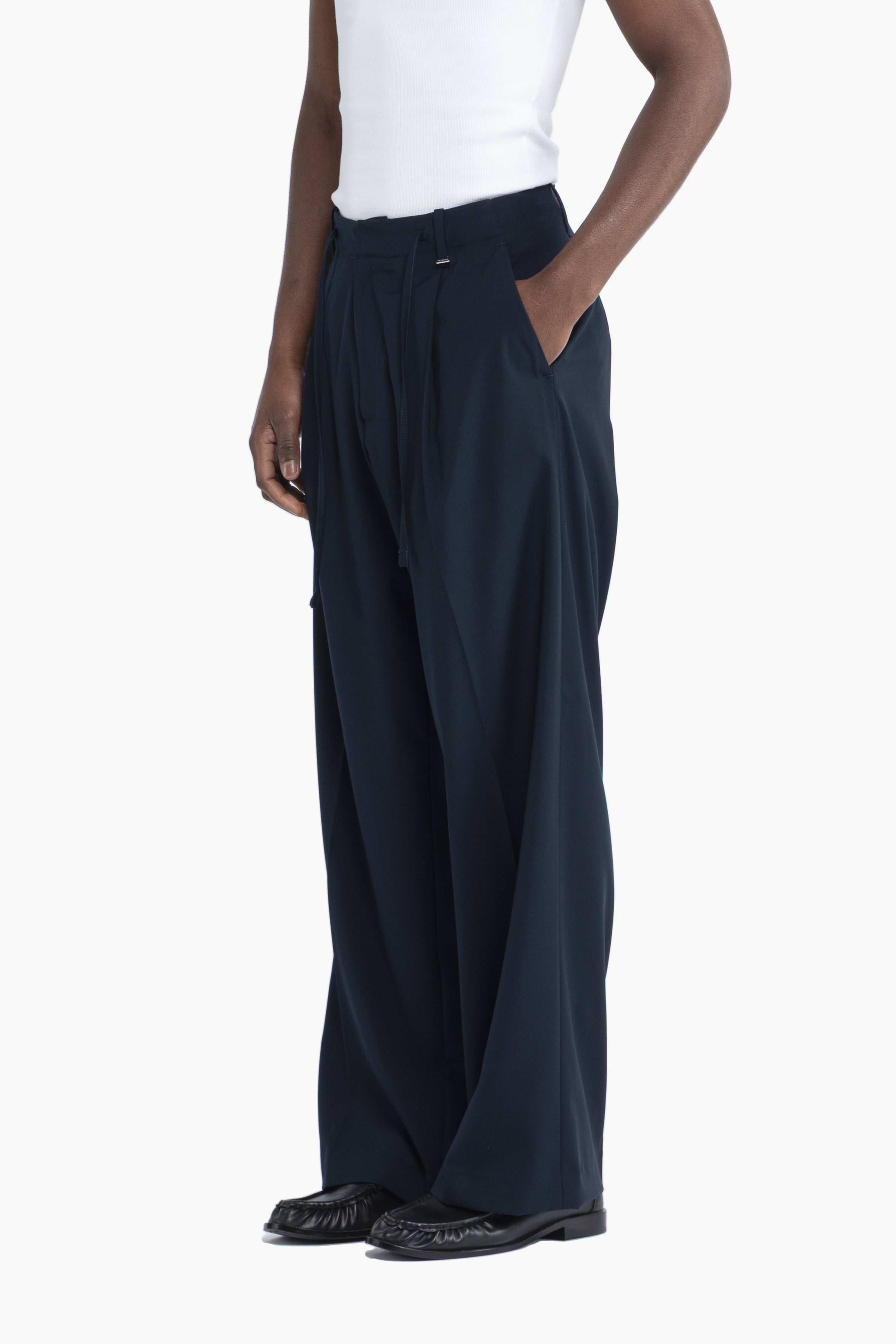 Pantalone con coulisse fondo molto ampio - Blu