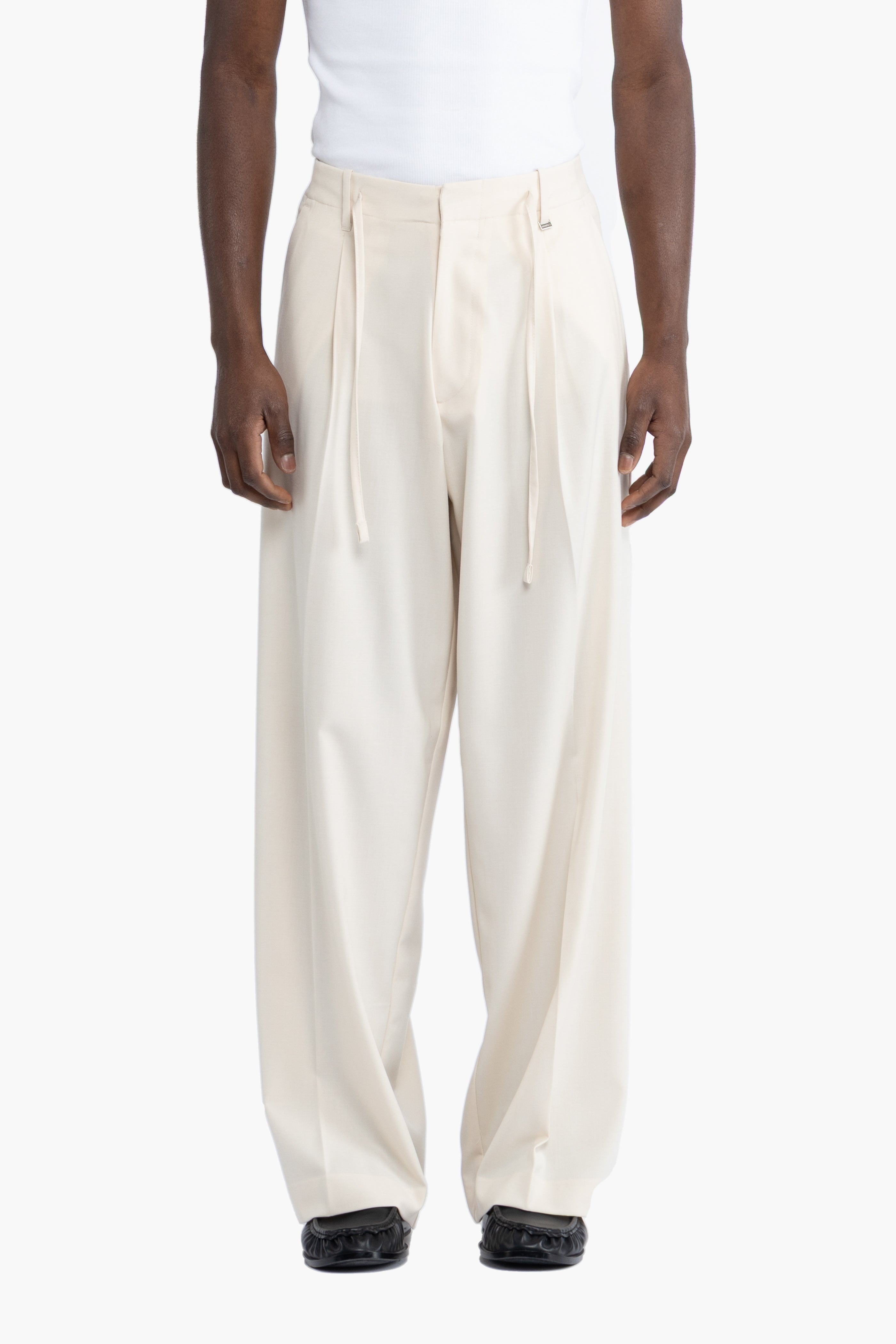 Pantalone con coulisse fondo molto ampio - Panna