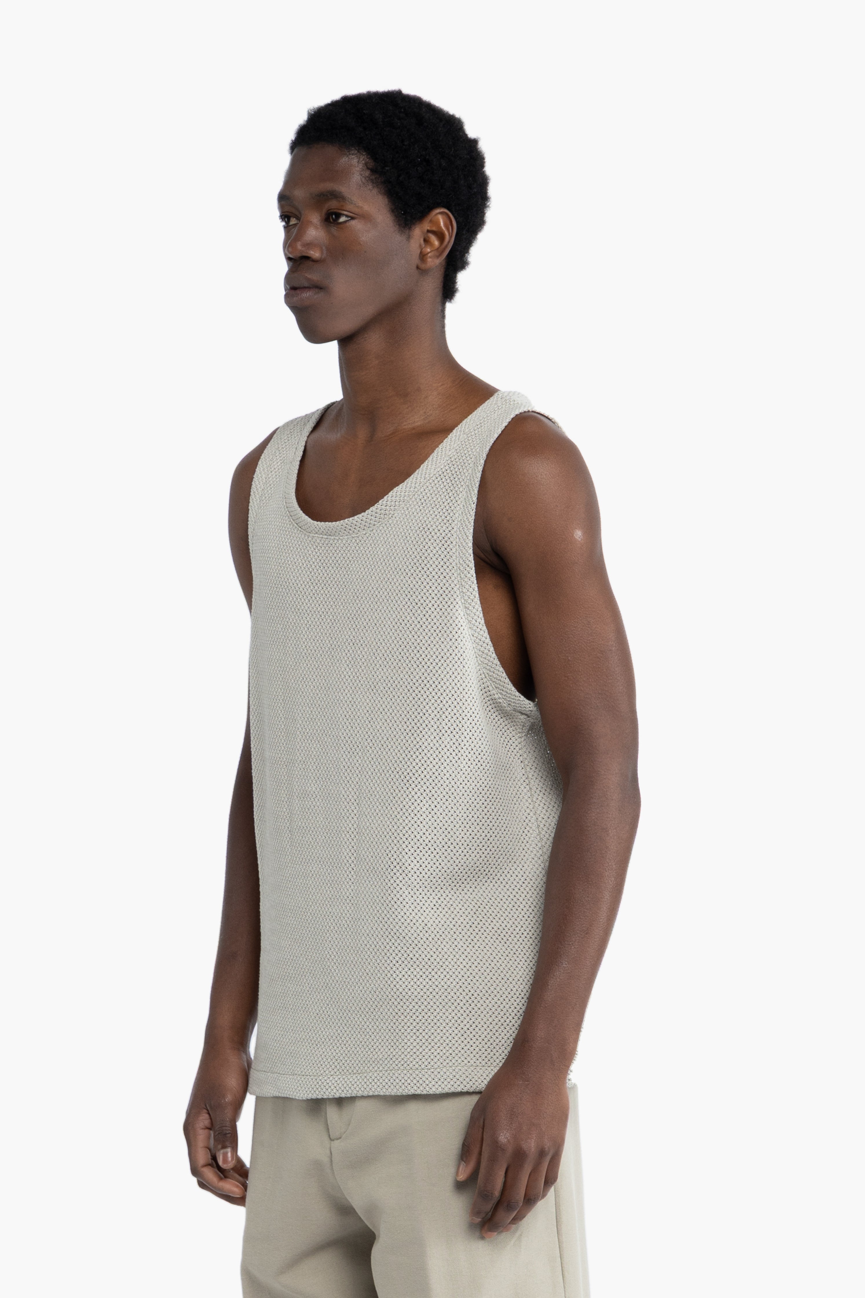 Canotta traforata in cotone - Verde