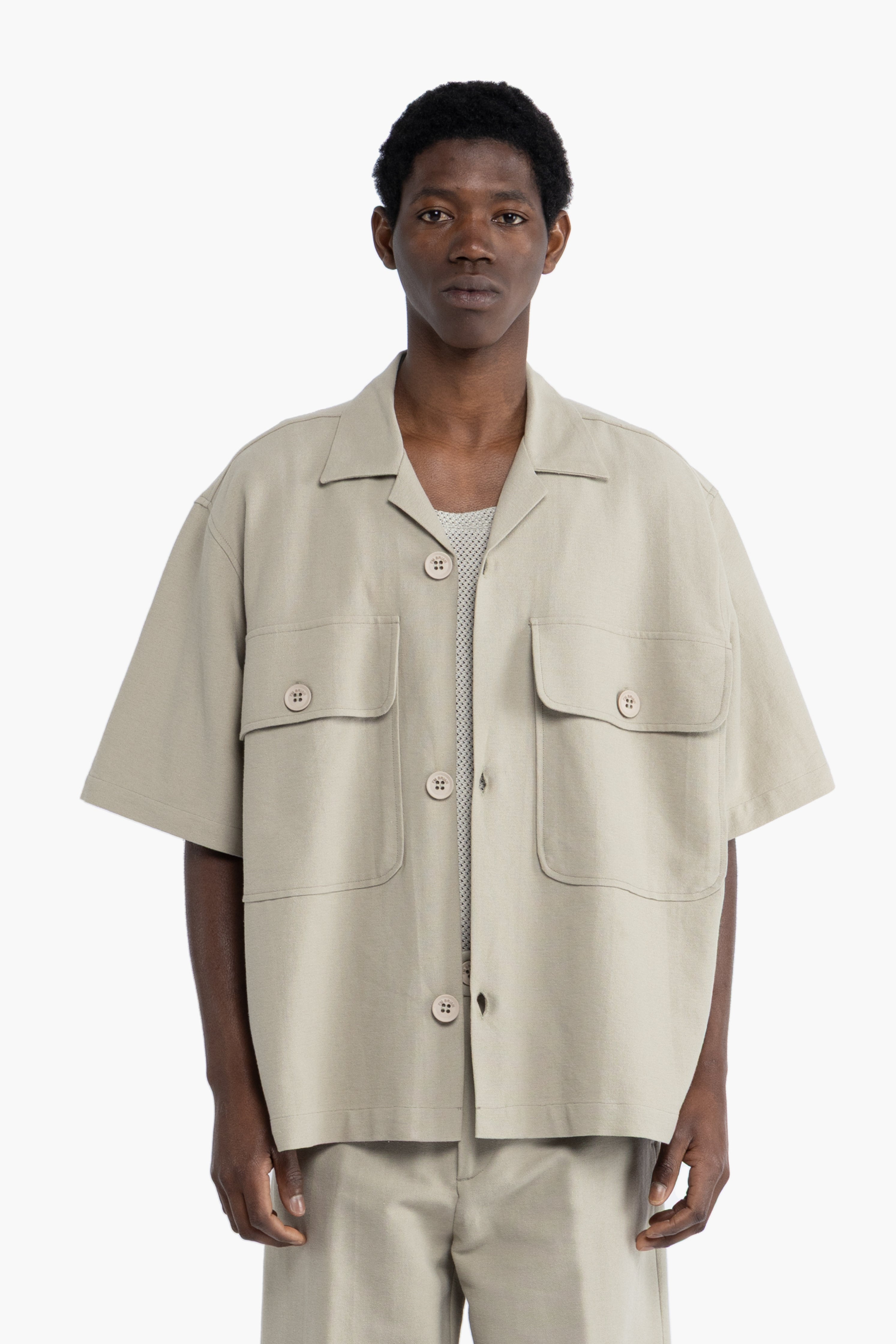 Camicia oversize in cotone lino - Verde