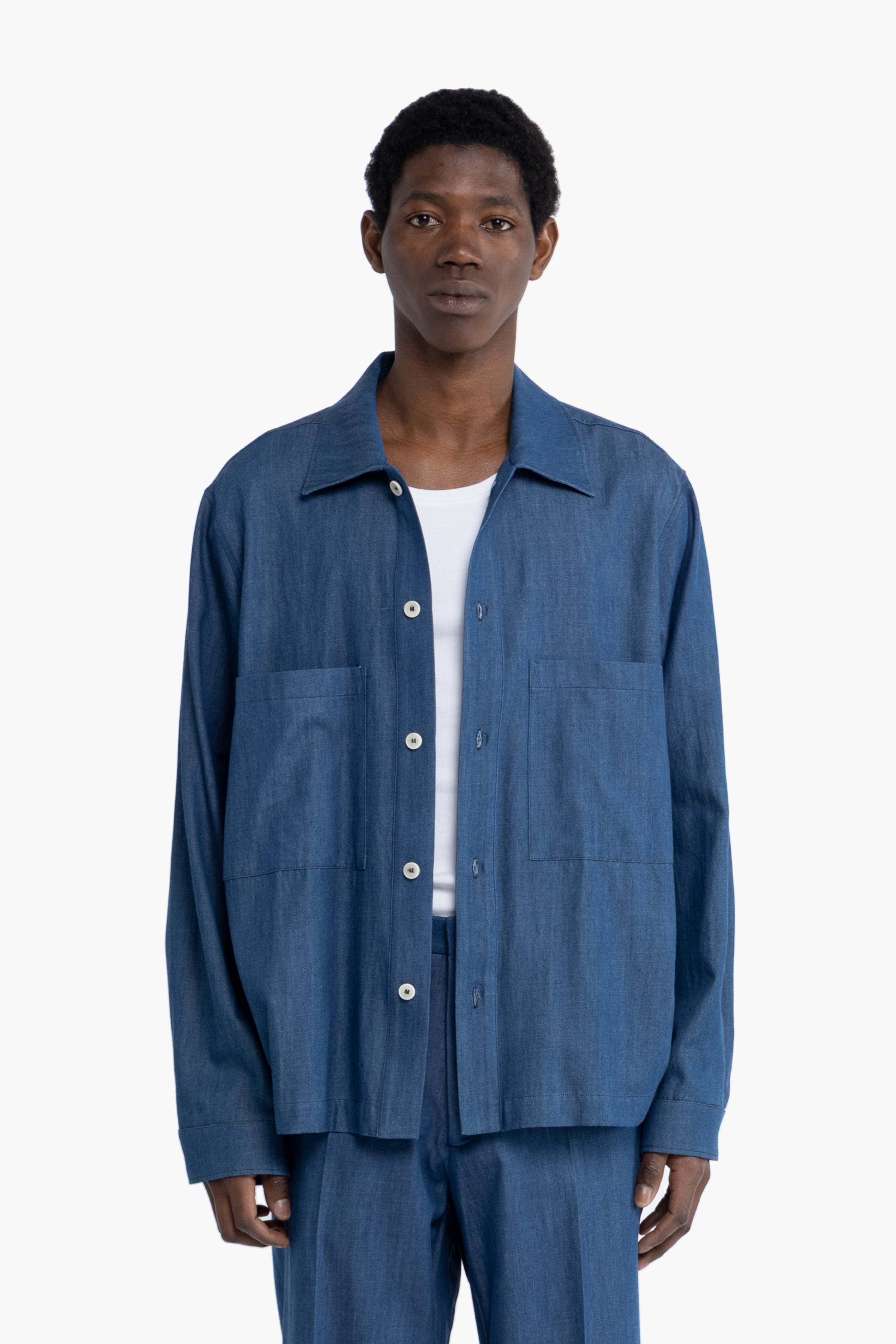 Camicia in cotone effetto denim