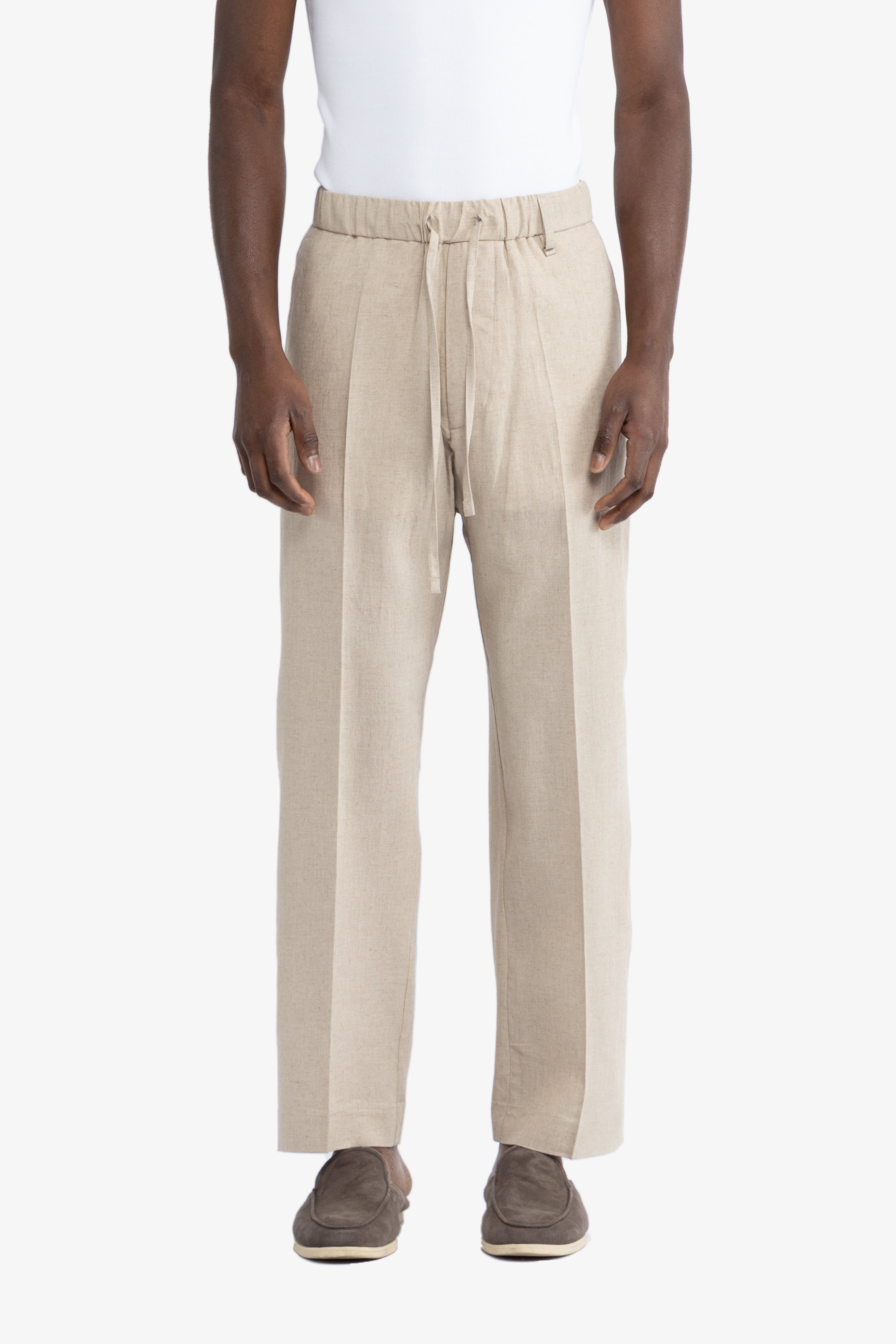 Pantalone con coulisse in lino - Beige