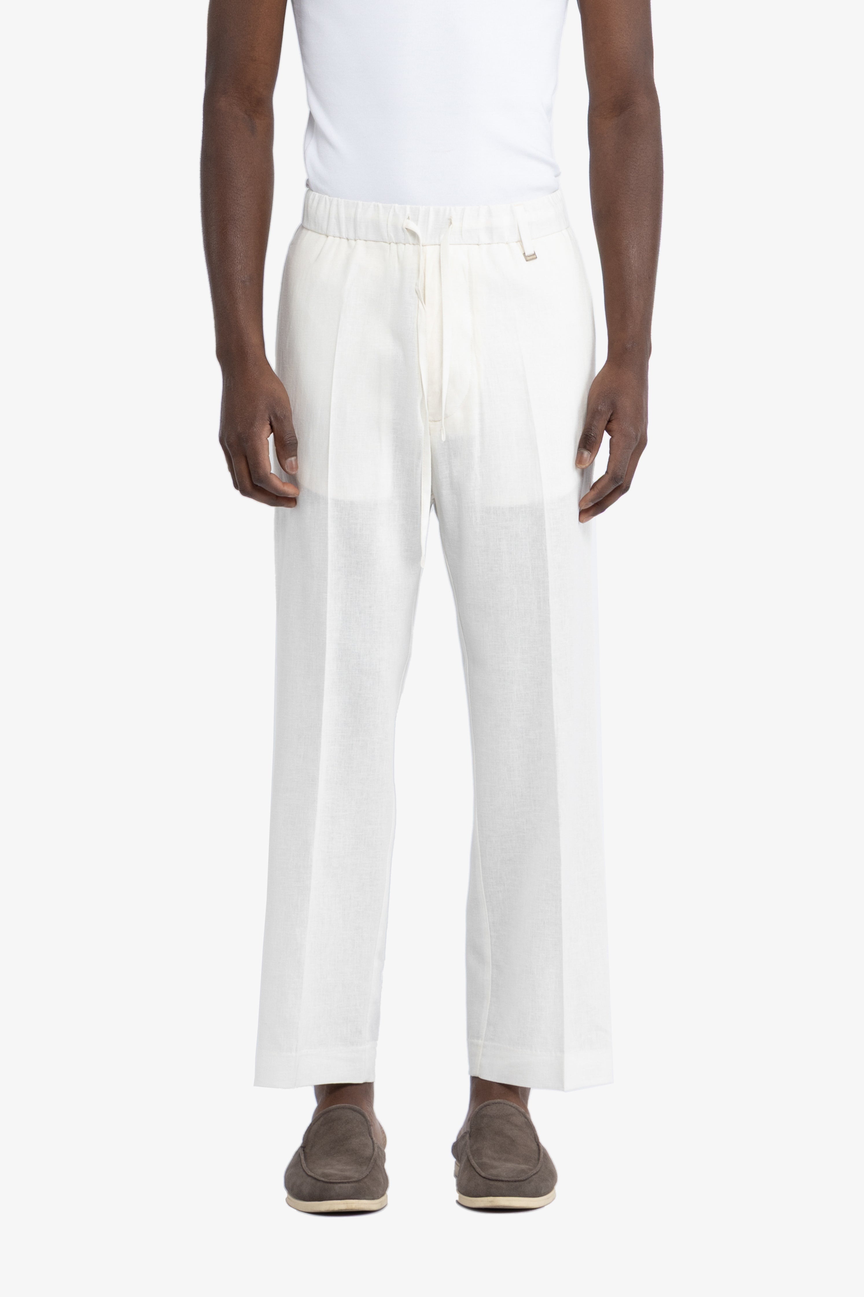 Pantalone con coulisse in lino - Bianco