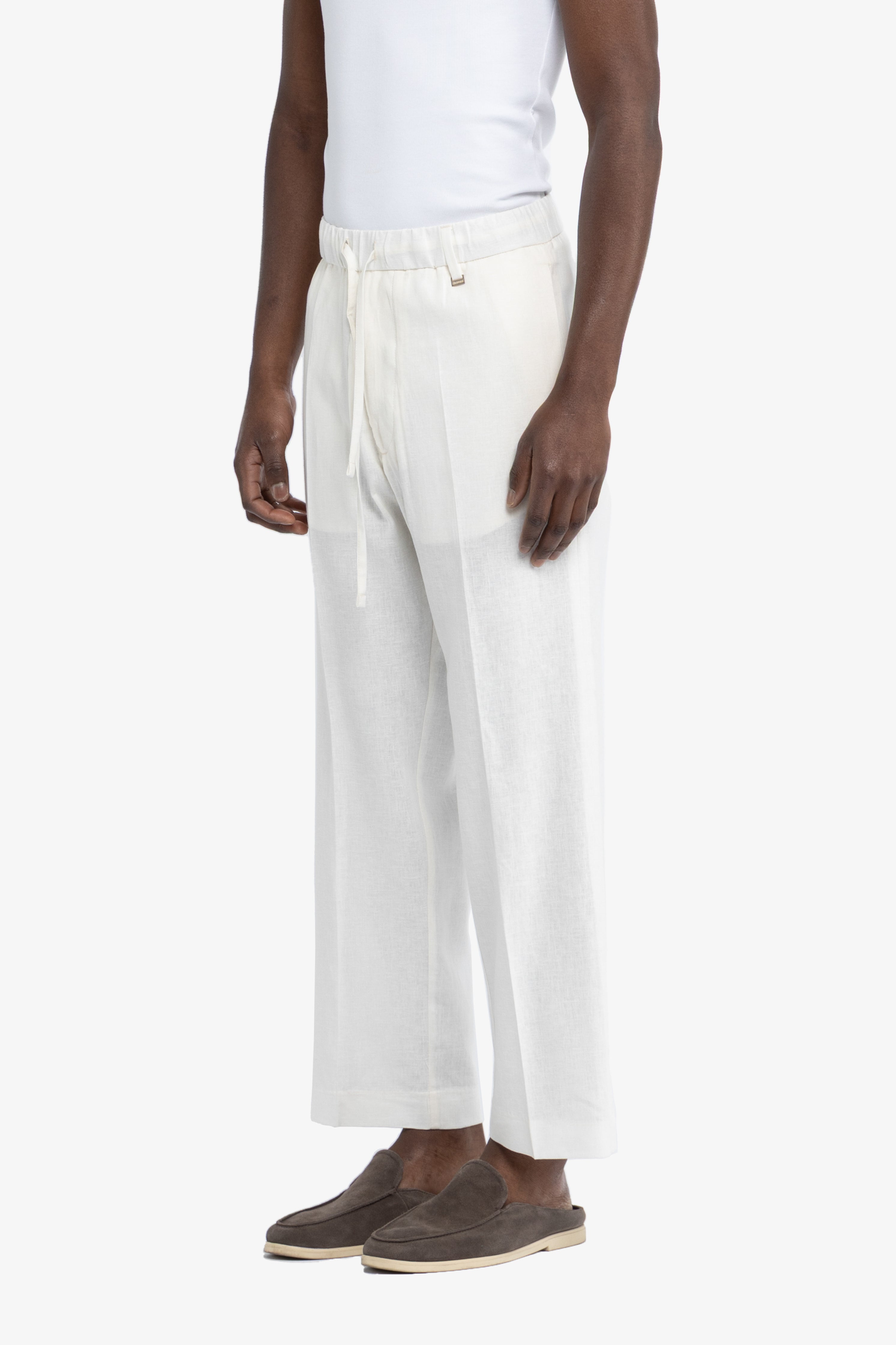 Pantalone con coulisse in lino - Bianco