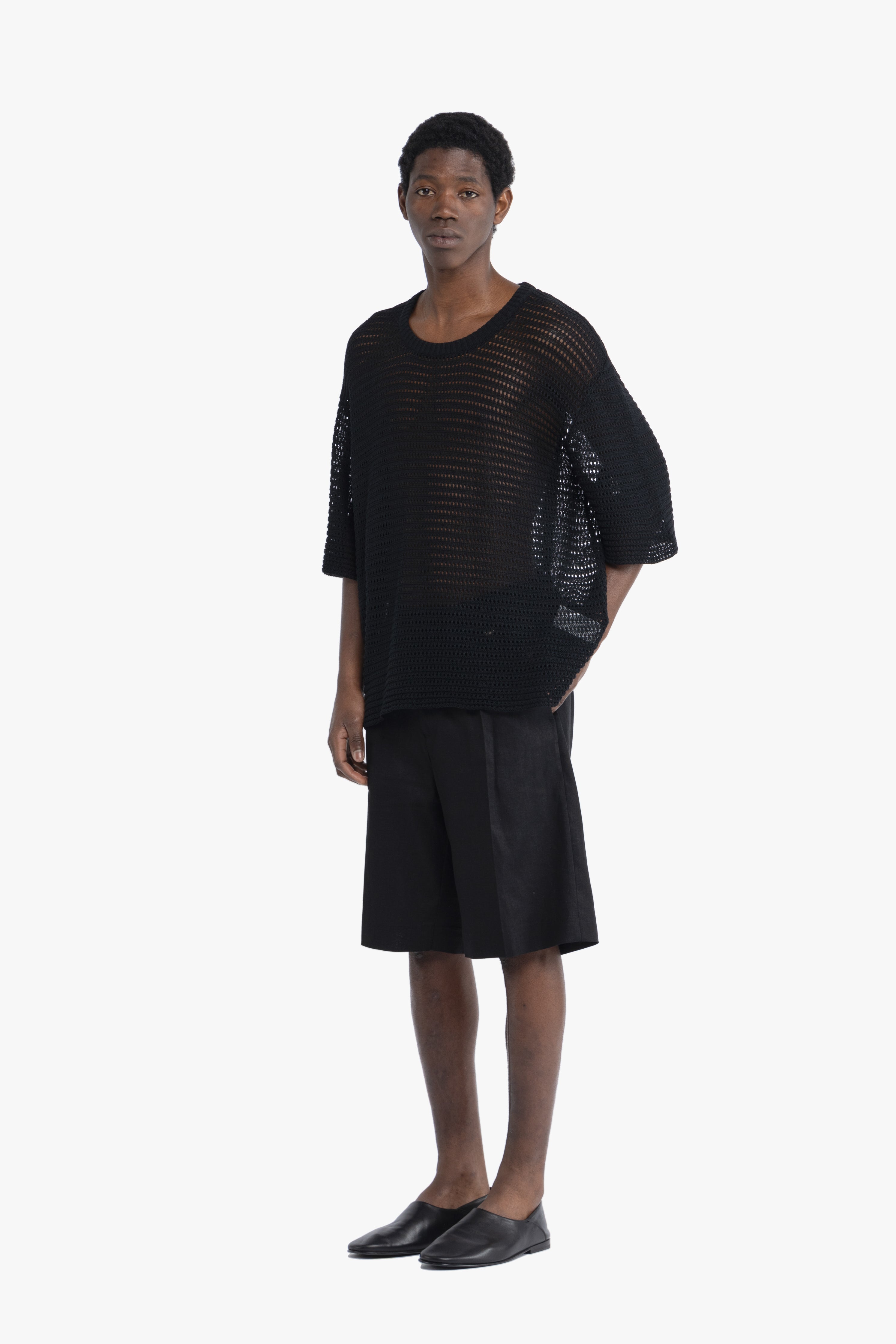 Maglia crochet oversize - Nero