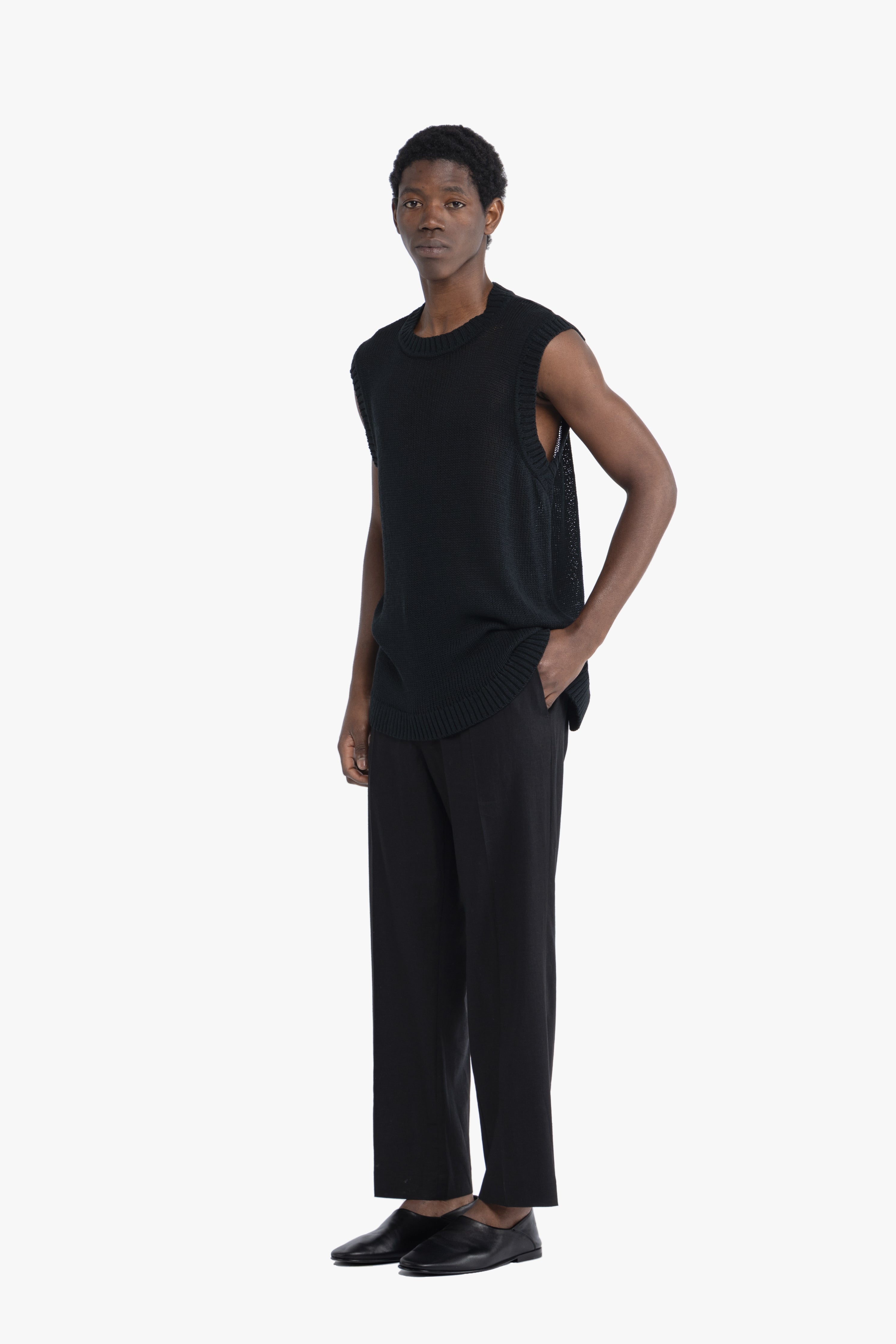 Smanicato in maglia - Nero