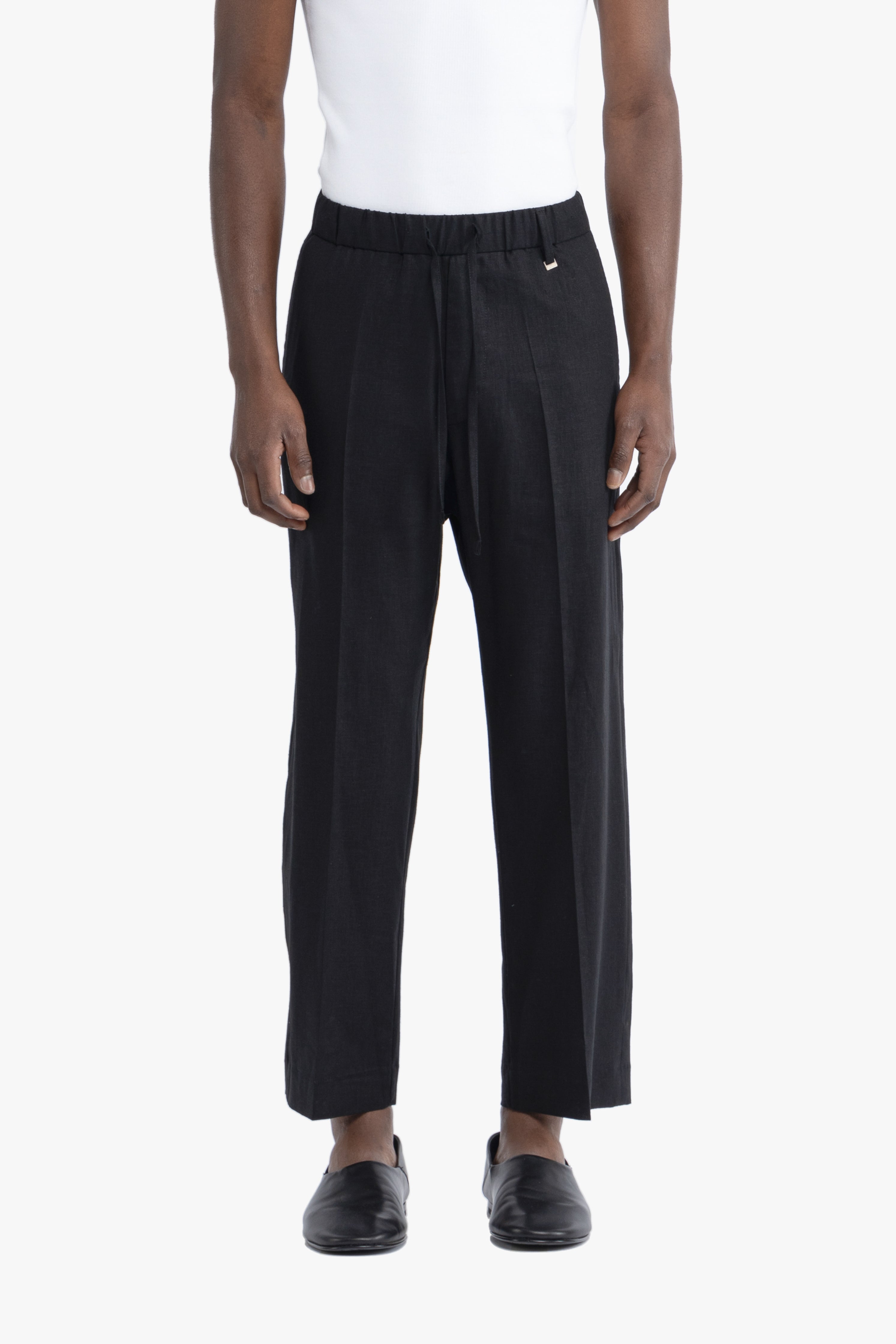 Pantalone con coulisse in lino - Nero