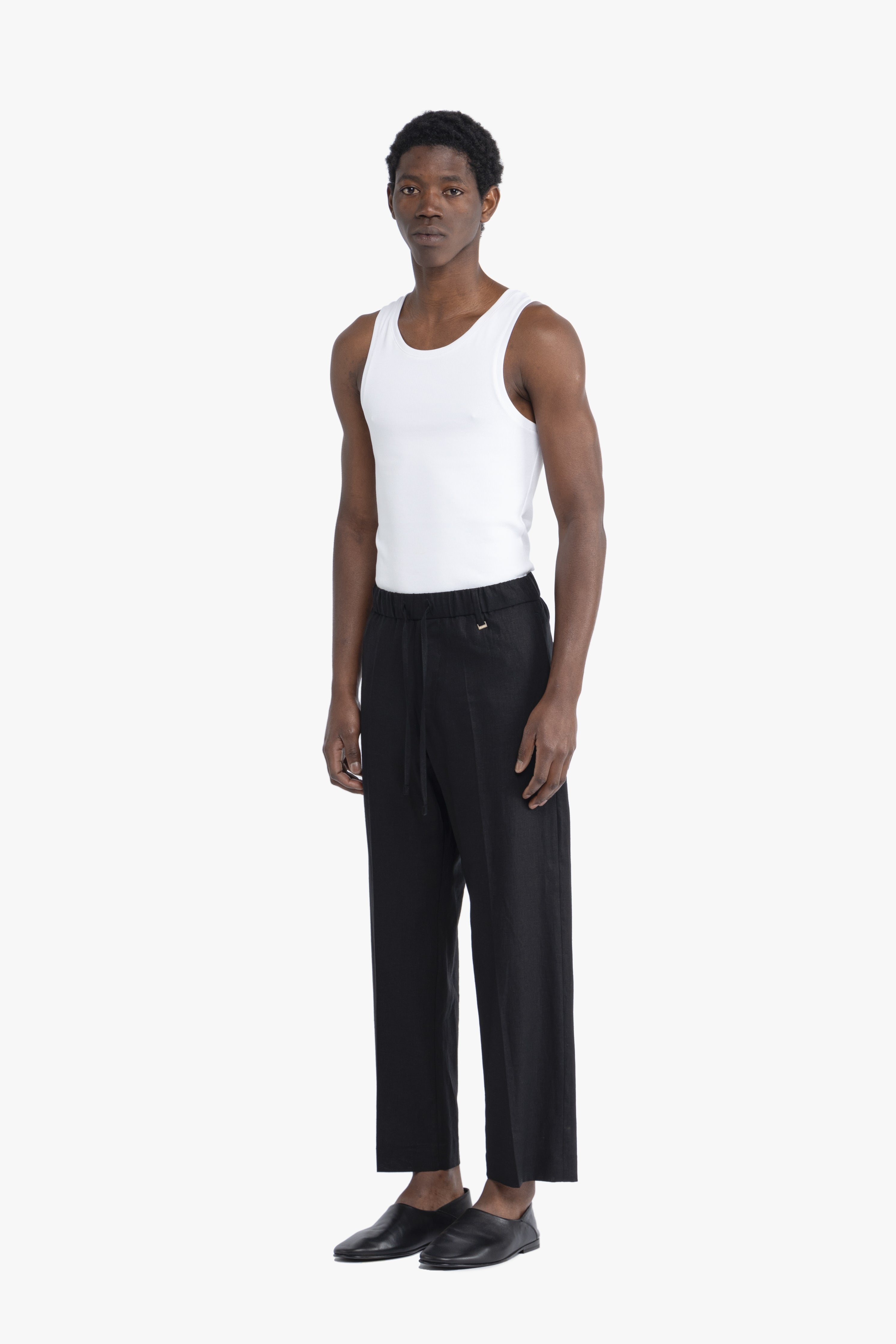 Pantalone con coulisse in lino - Nero