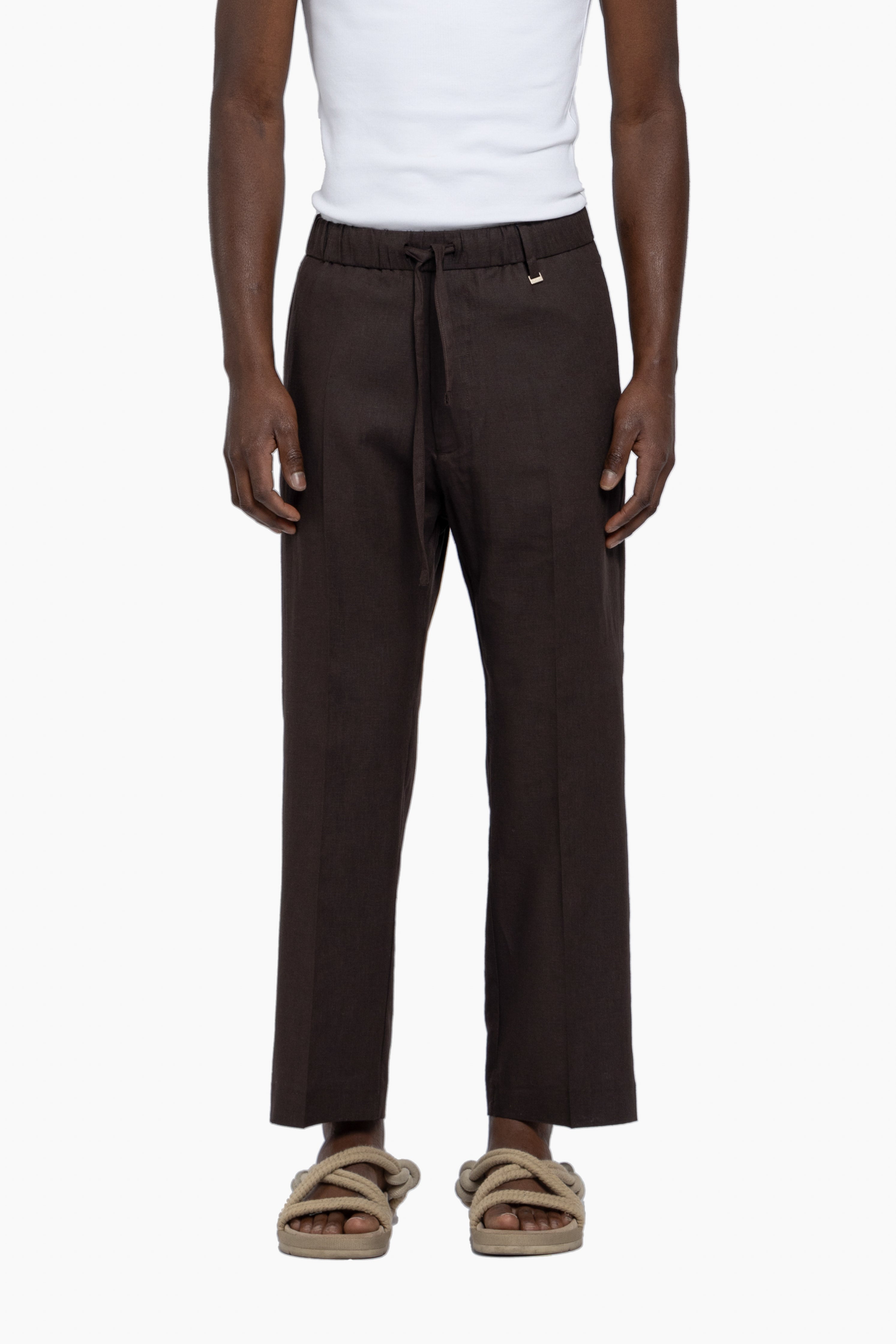 Pantalone con coulisse in lino - Moro