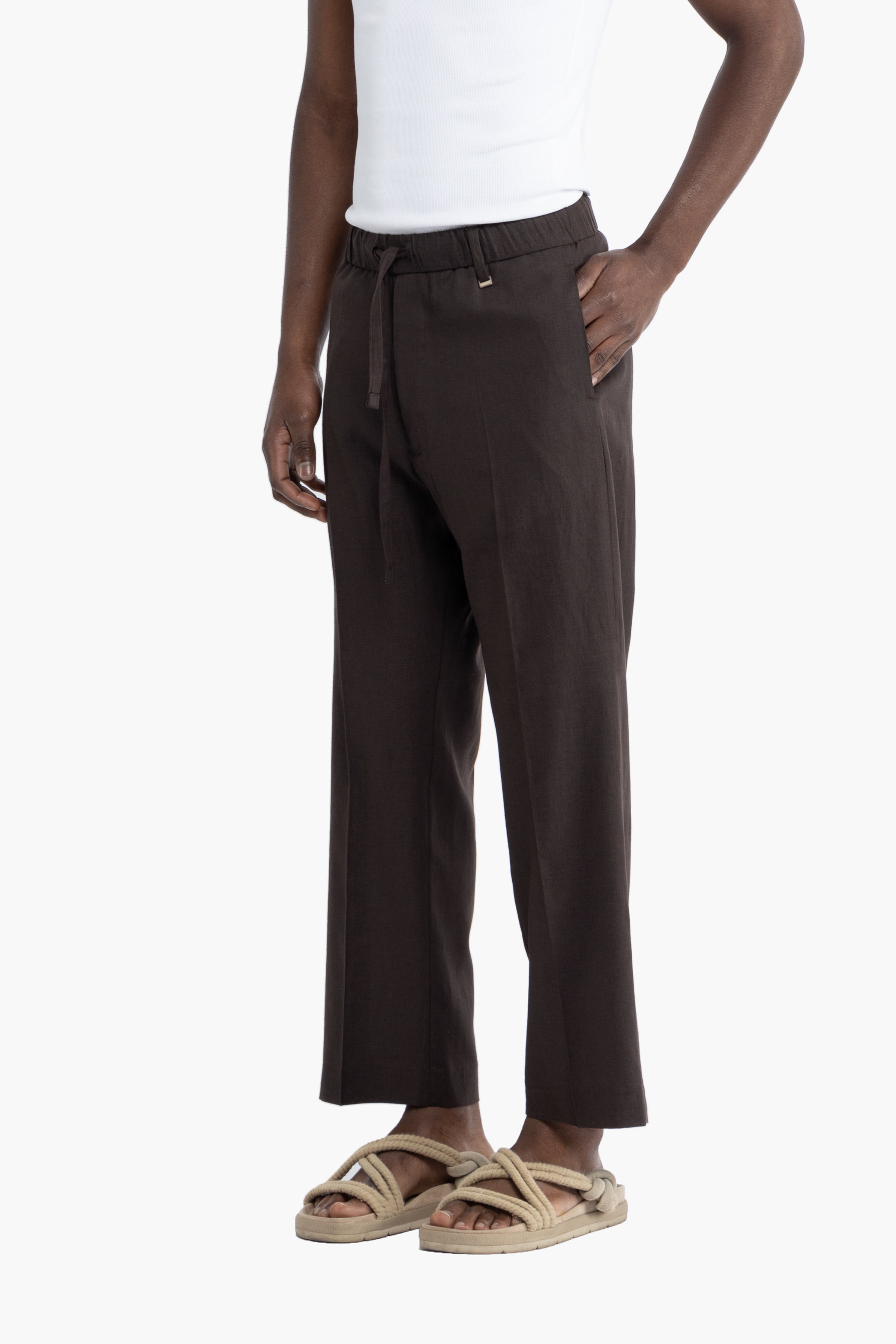Pantalone con coulisse in lino - Moro