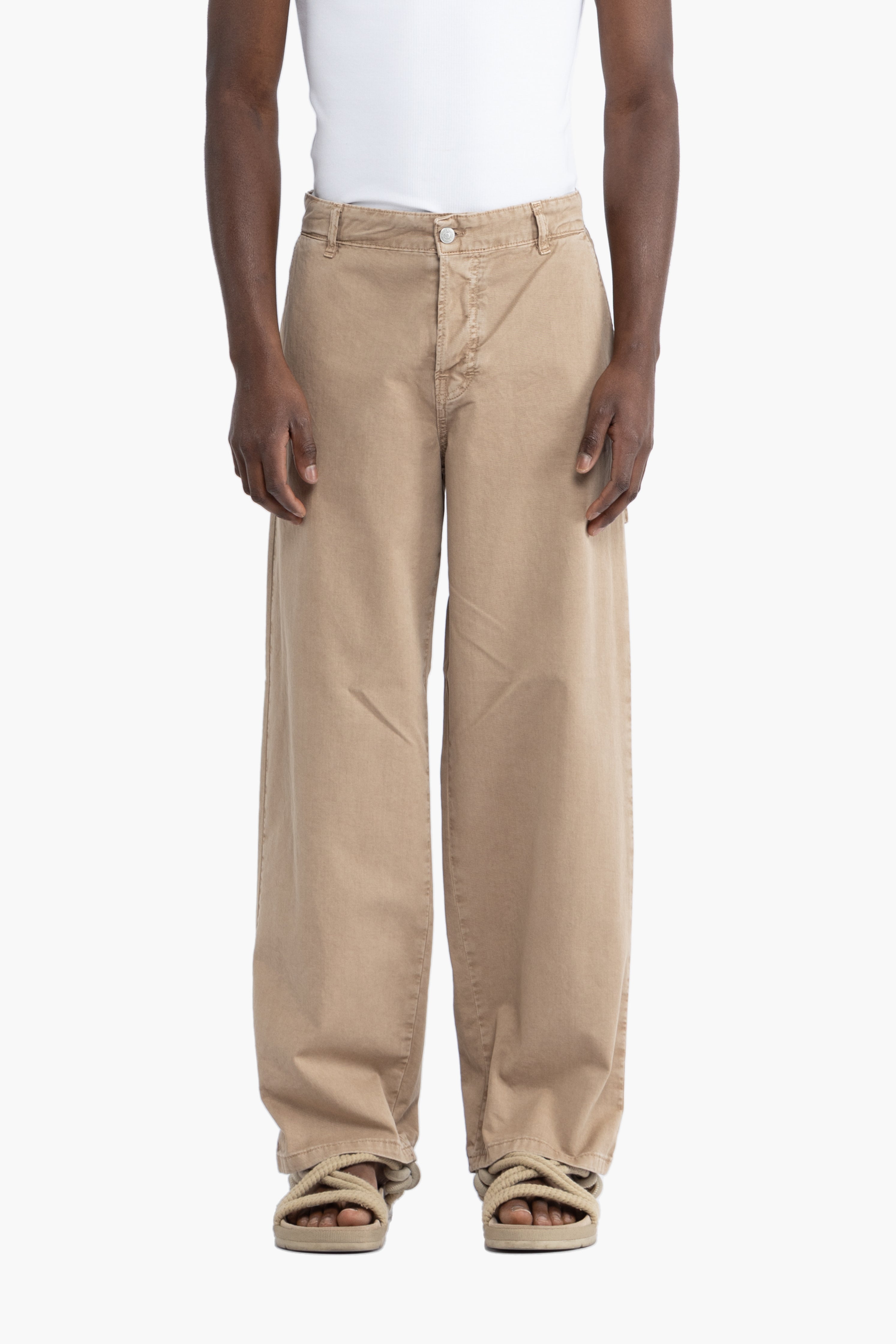 Jeans carpenter gamba ampia - Beige