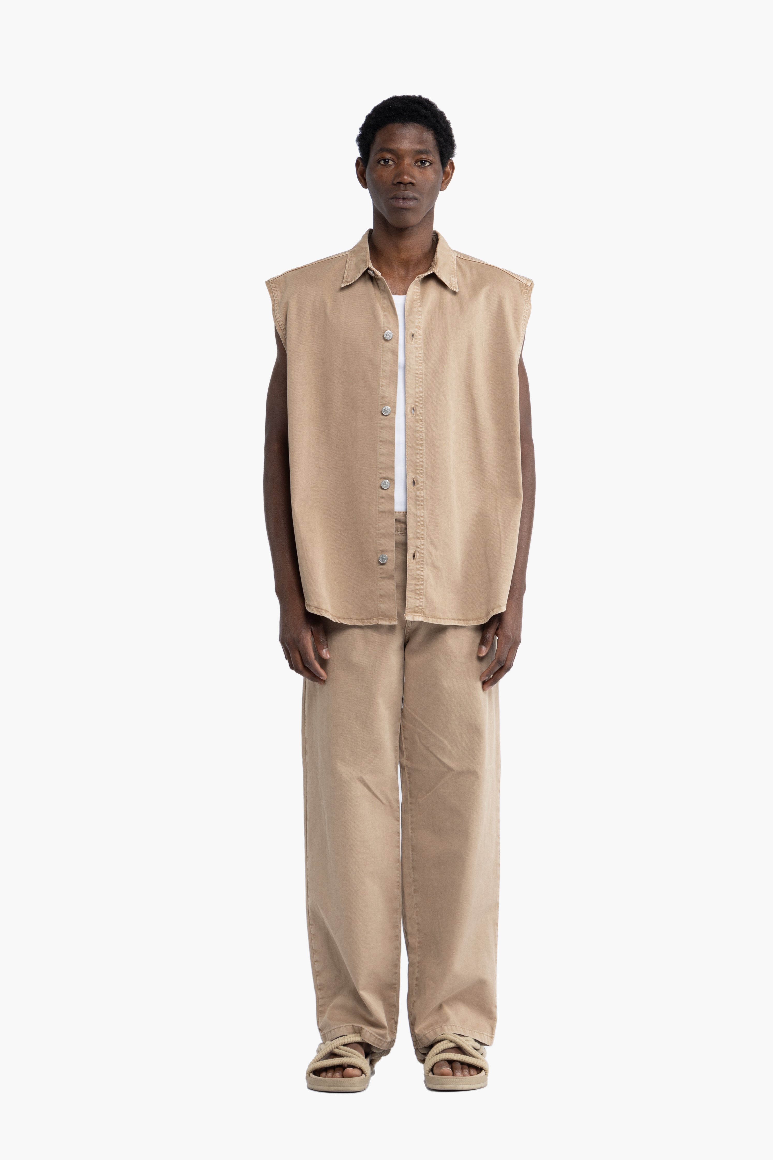 Jeans carpenter gamba ampia - Beige