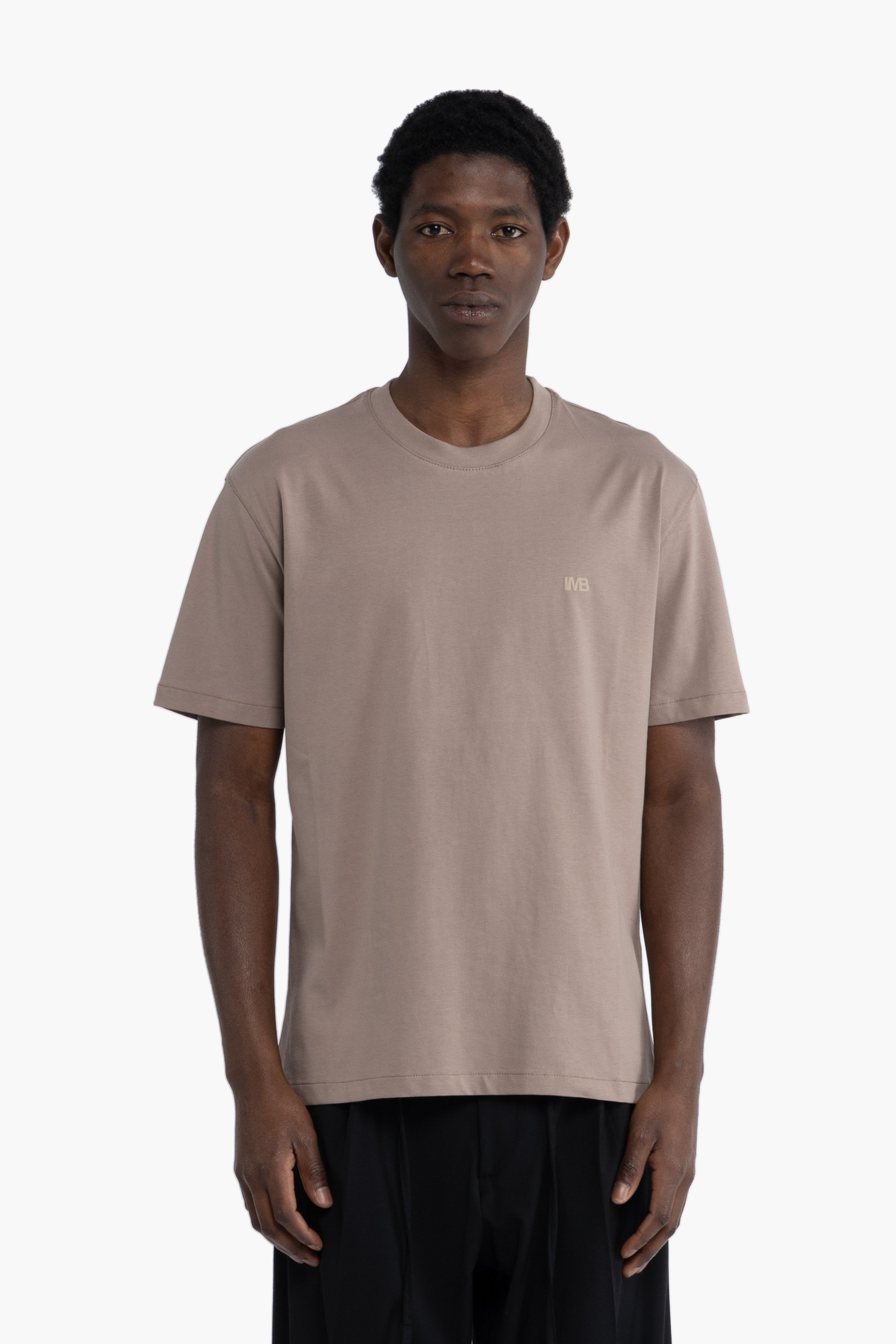 T-shirt logo in cotone - Taupe