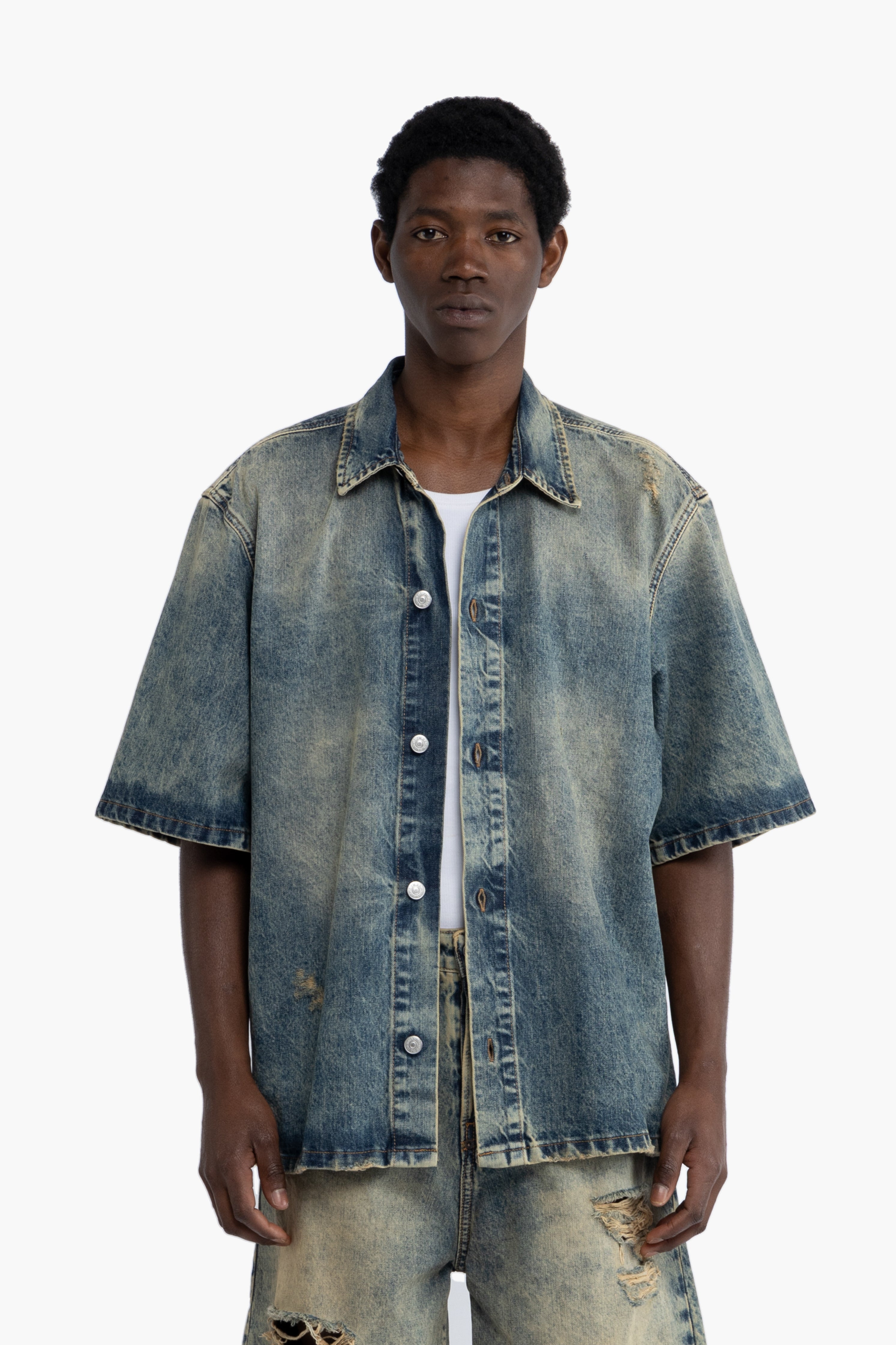 Camicia denim effetto slavato