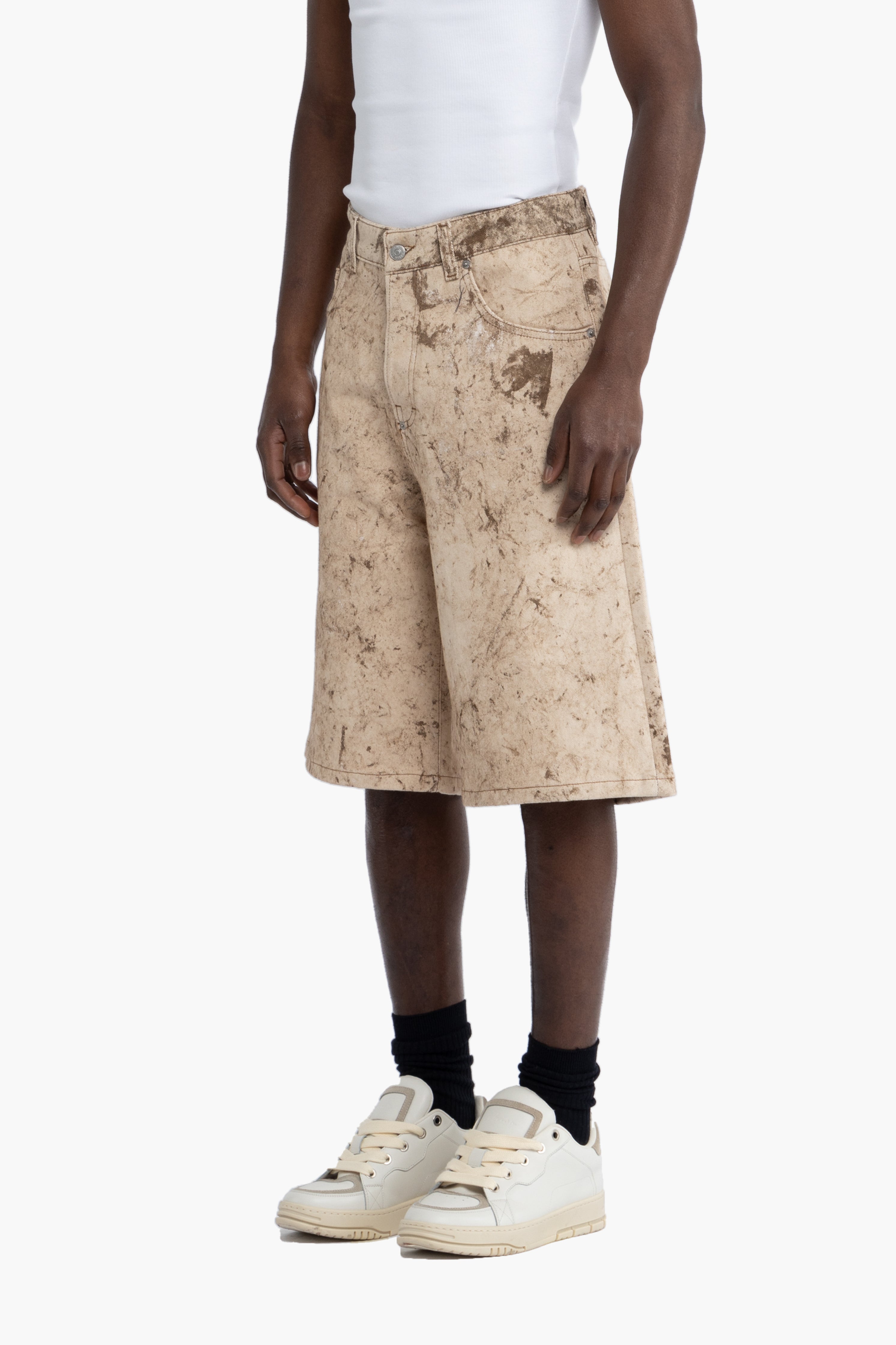 Bermuda denim oversize effetto vissuto