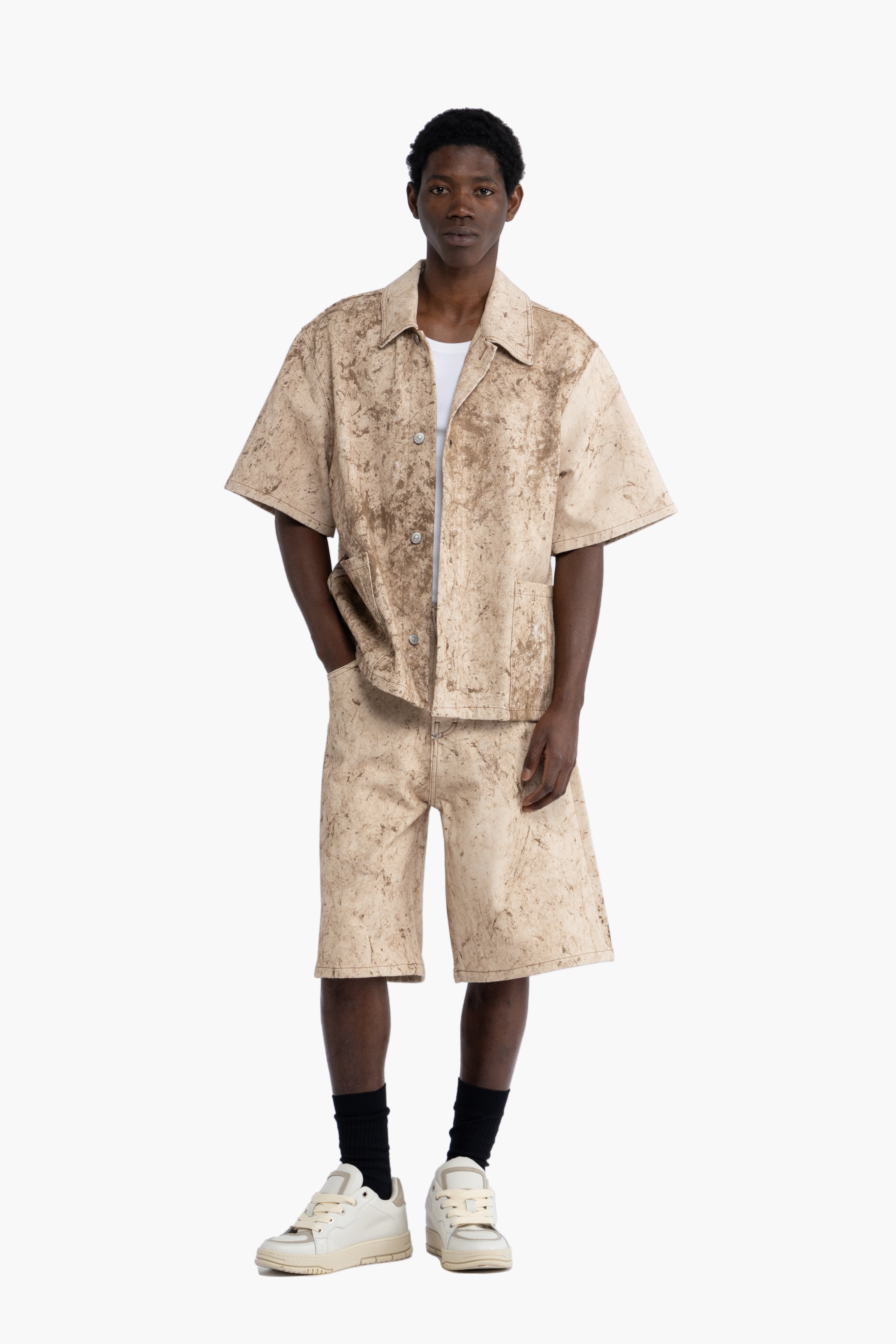 Bermuda denim oversize effetto vissuto
