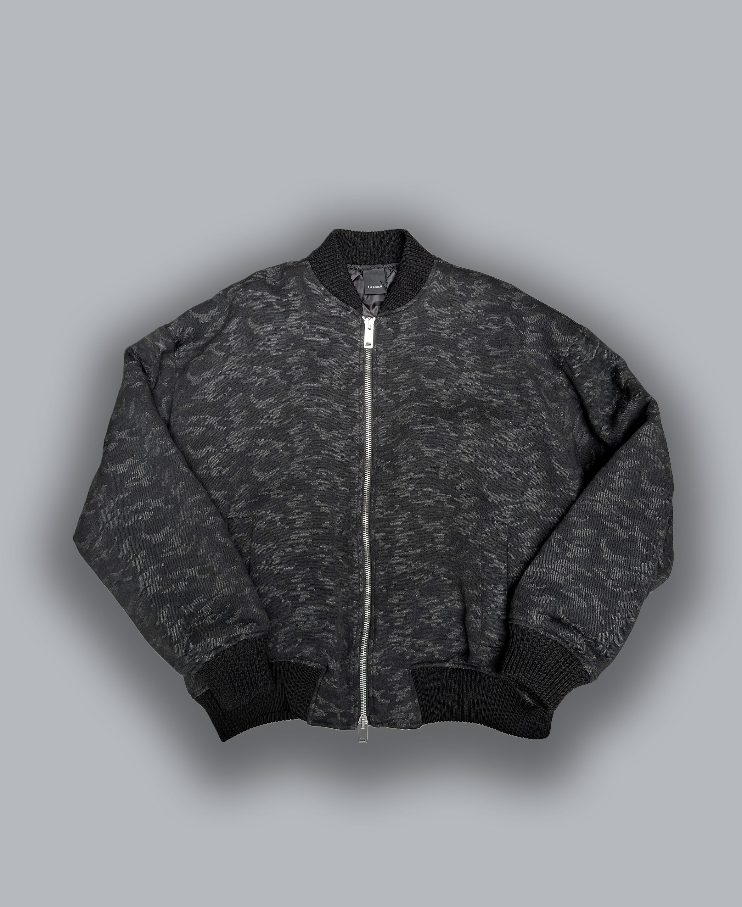 Oversized bomber jacket with jacquard camouflage pattern