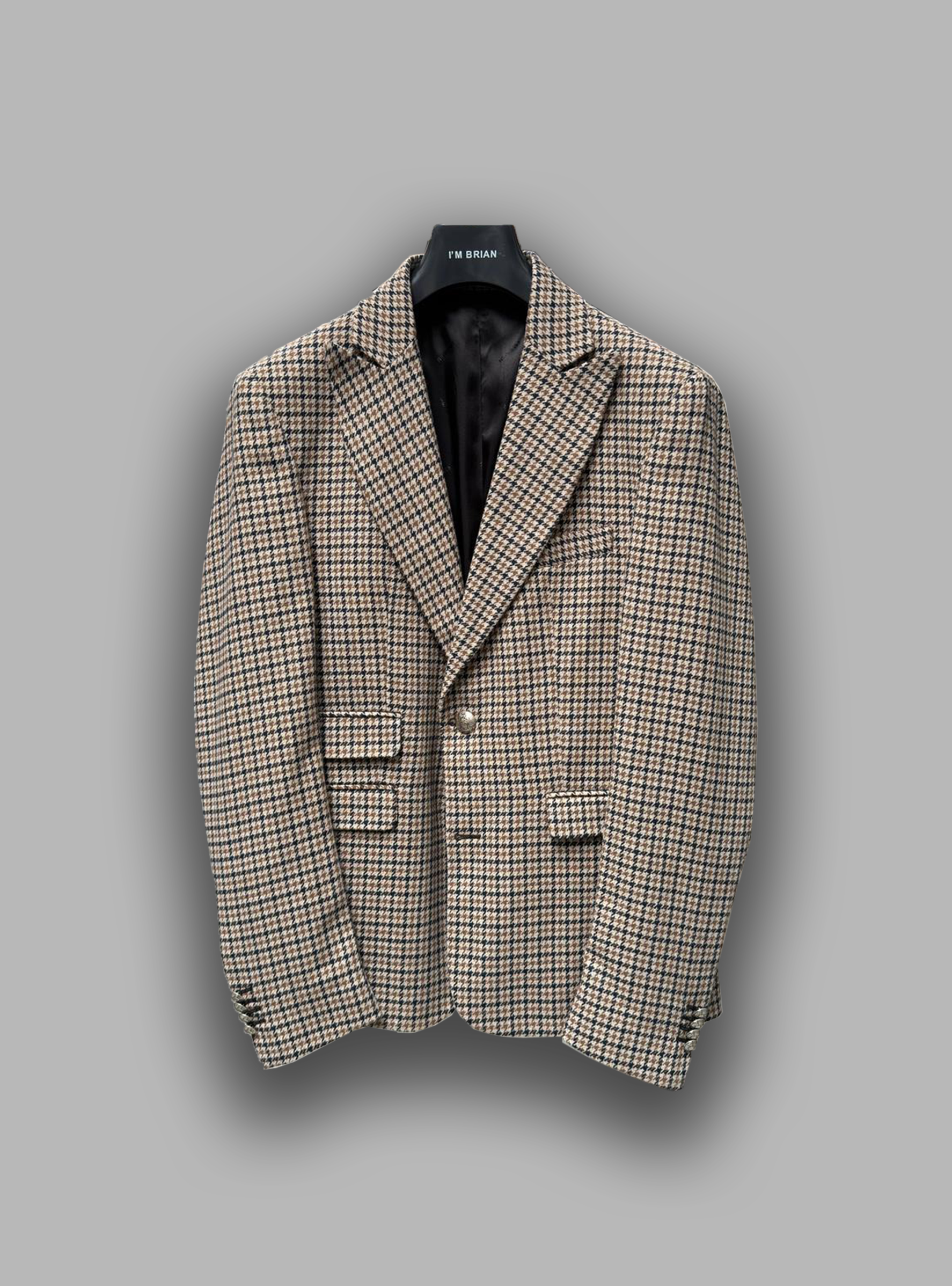 Single-breasted houndstooth wool jacket