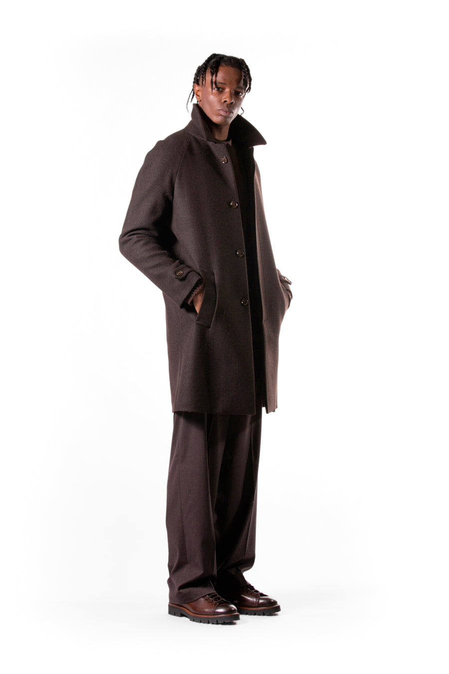 Single-breasted raglan sleeve coat - Moro