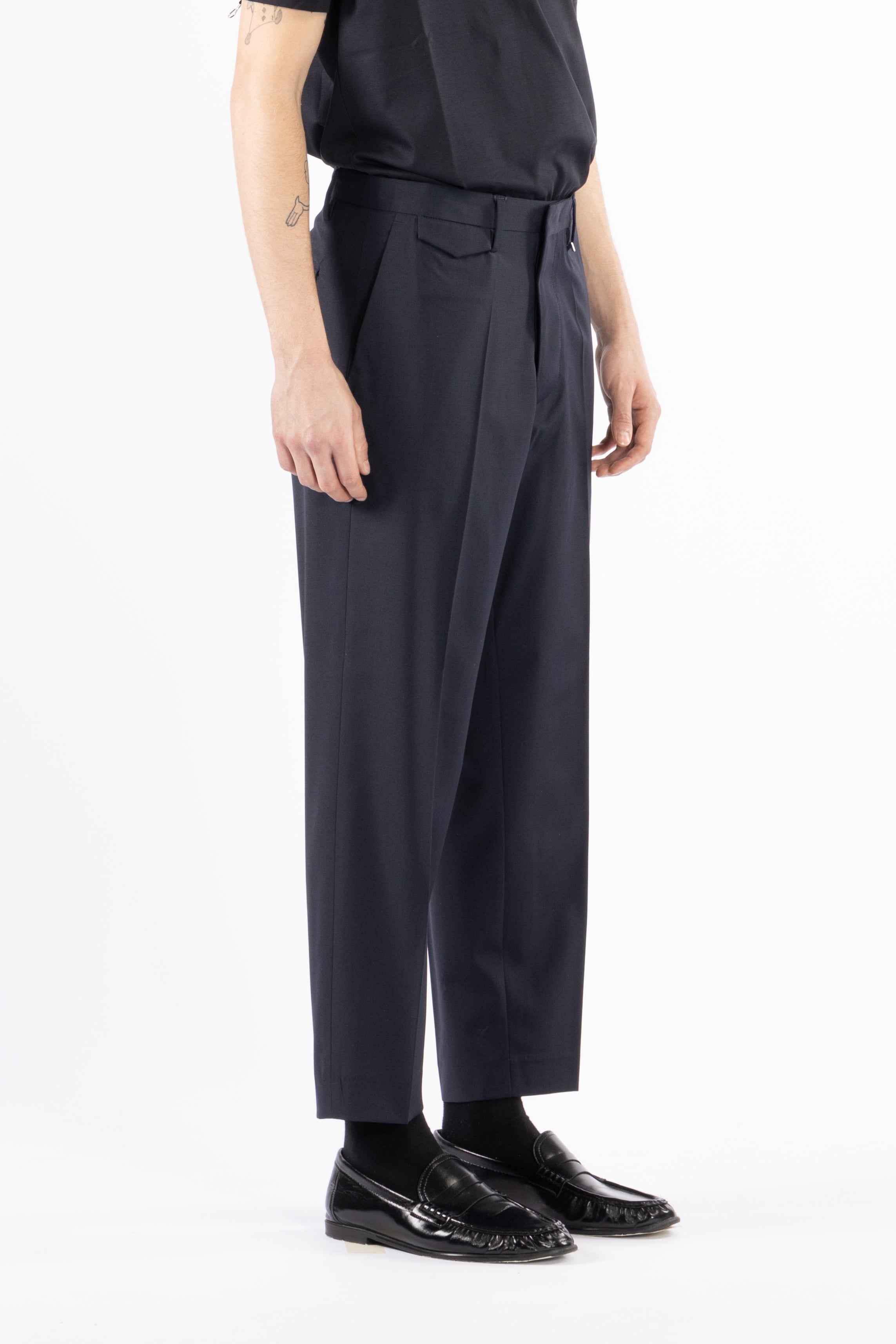 Pantalone regolare in misto lana - Blu