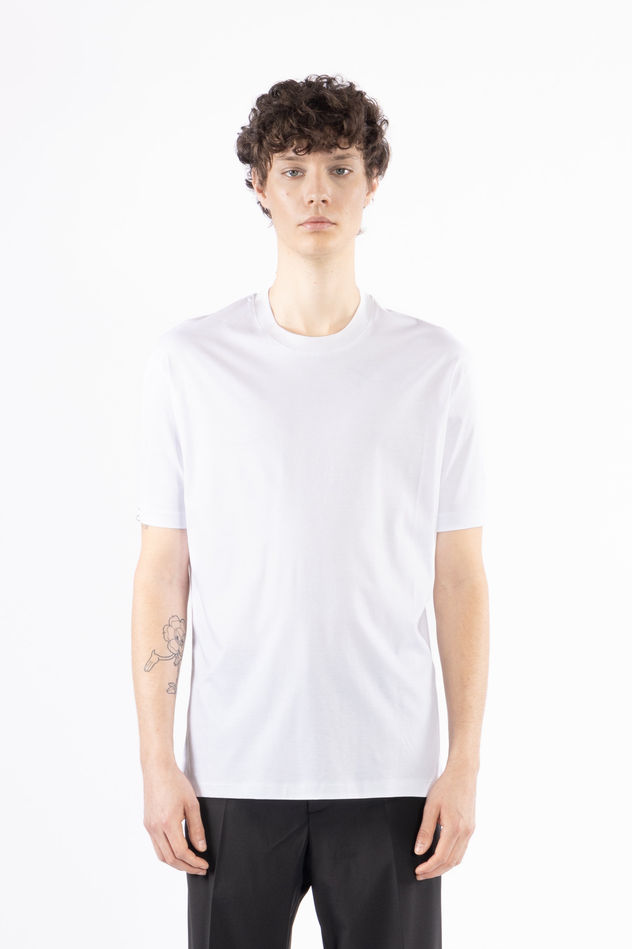T-shirt girocollo in cotone mercerizzato - Bianco