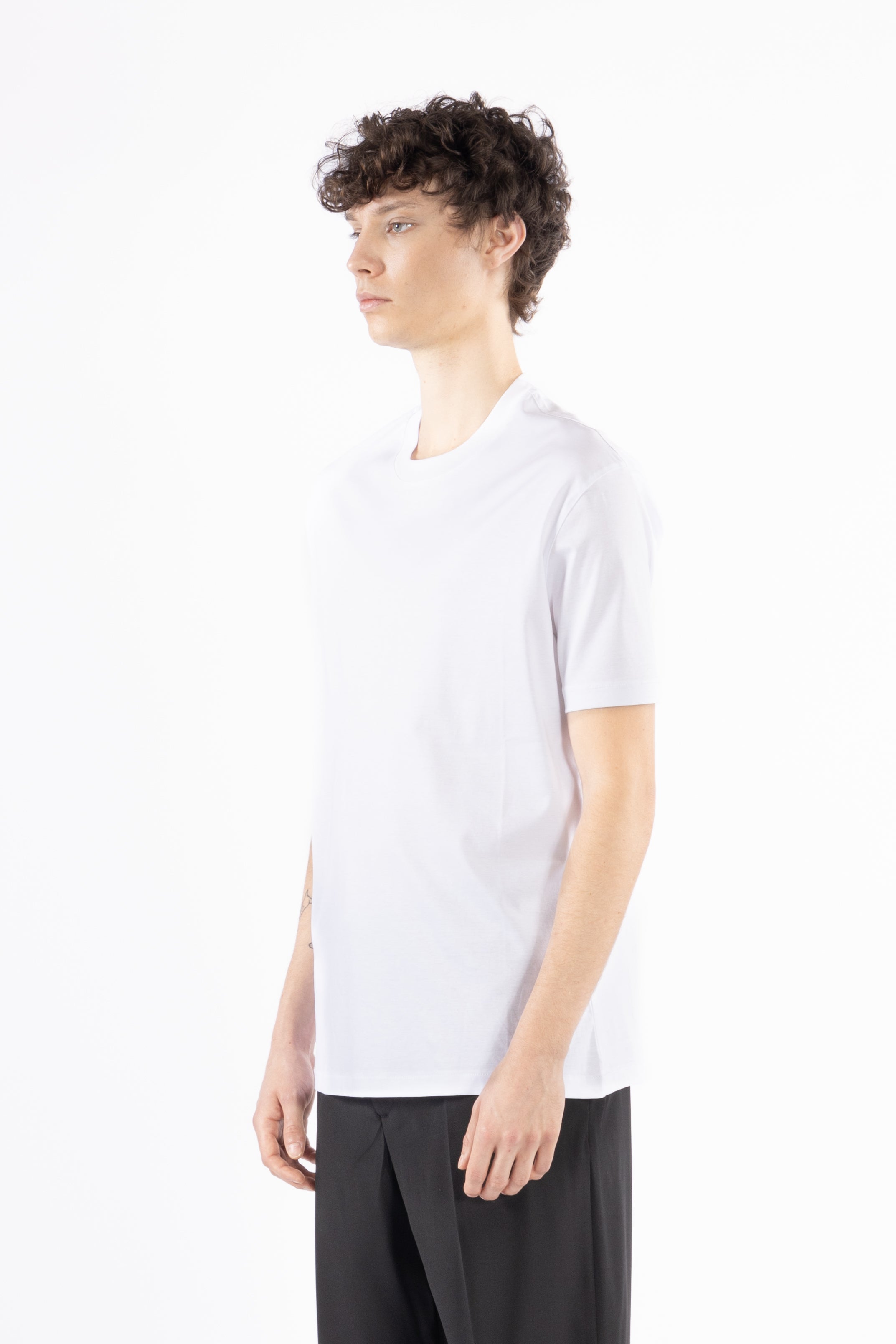T-shirt girocollo in cotone mercerizzato - Bianco