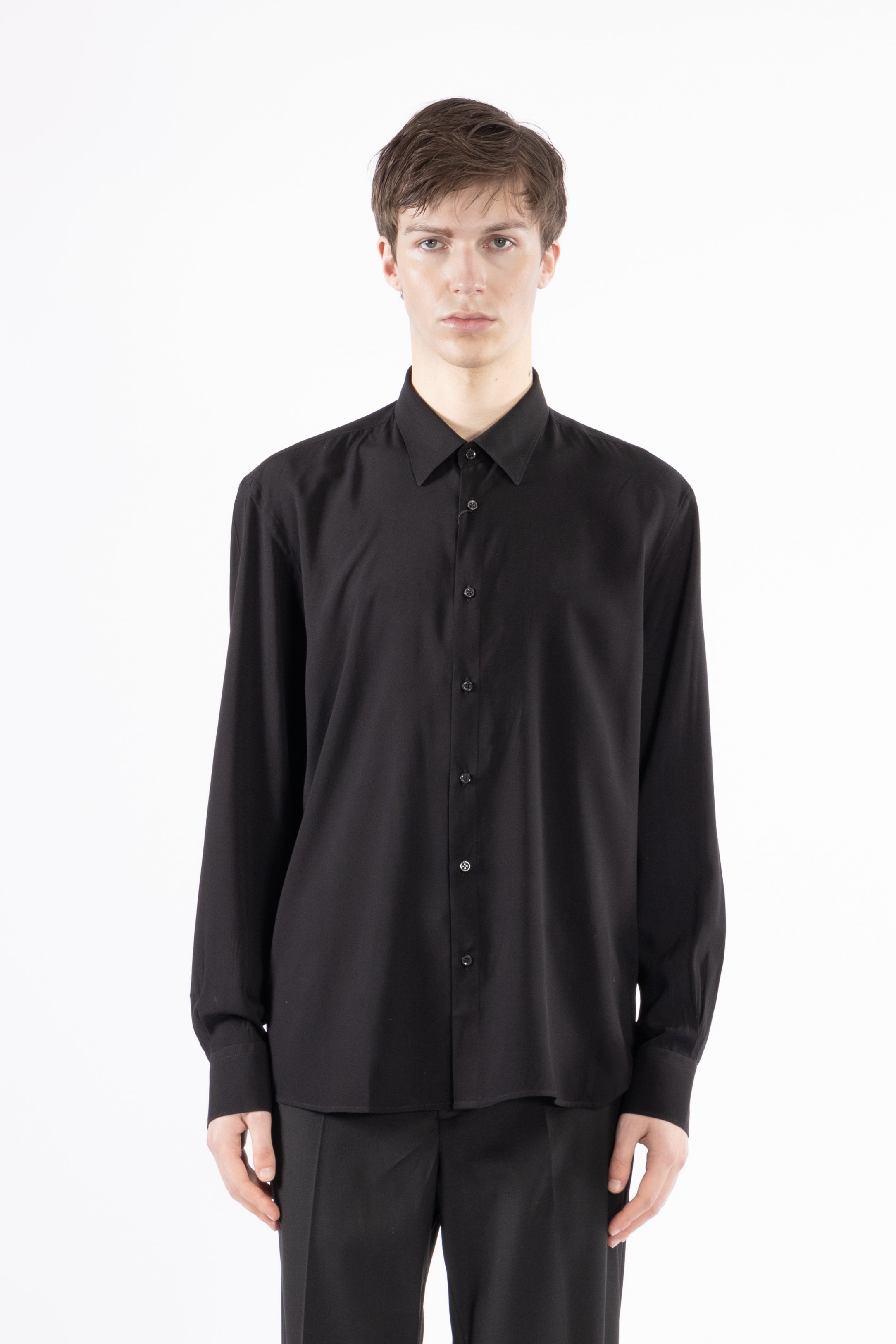 Camicia morbida in viscosa - Nero