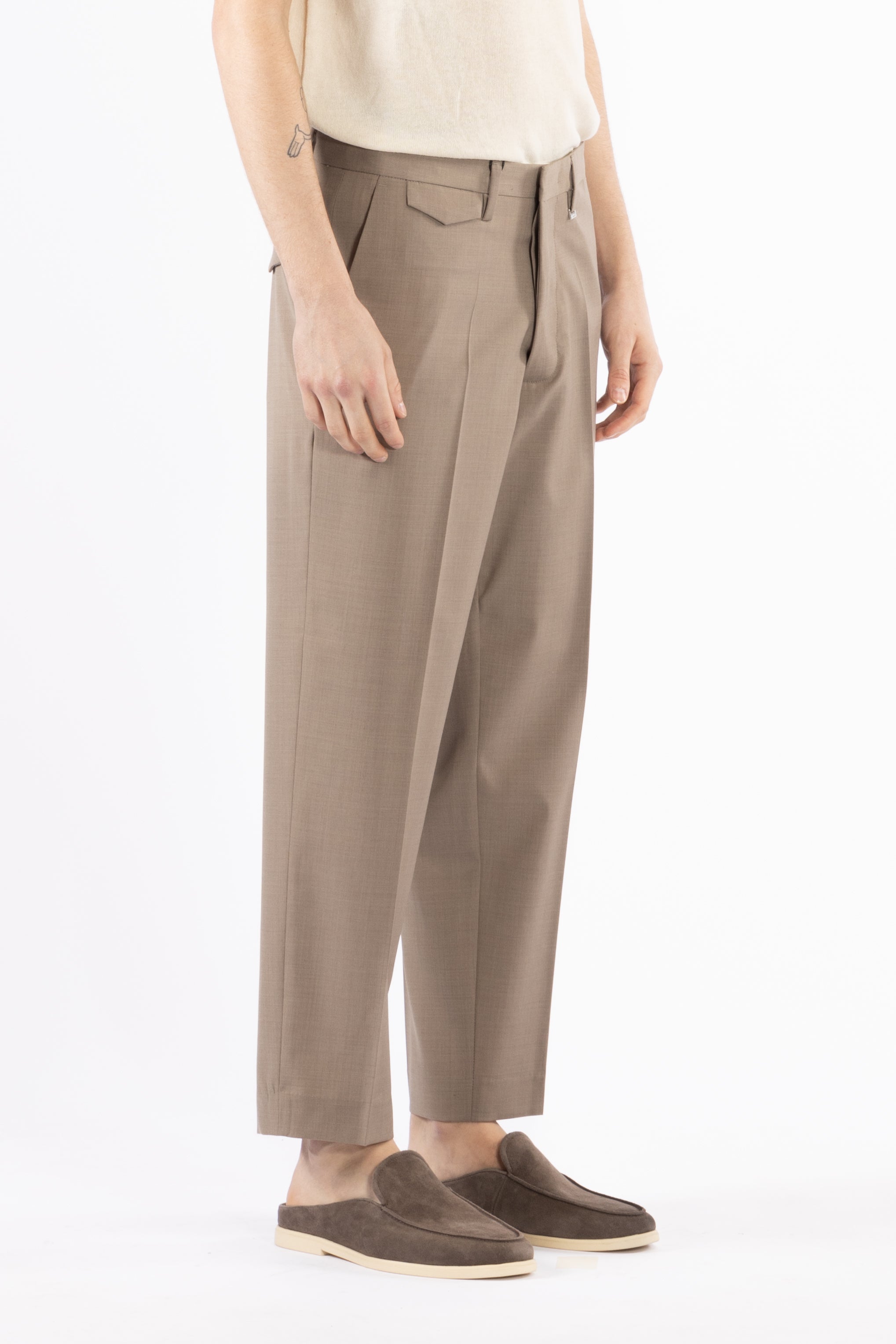 Pantalone regolare in misto lana - Taupe