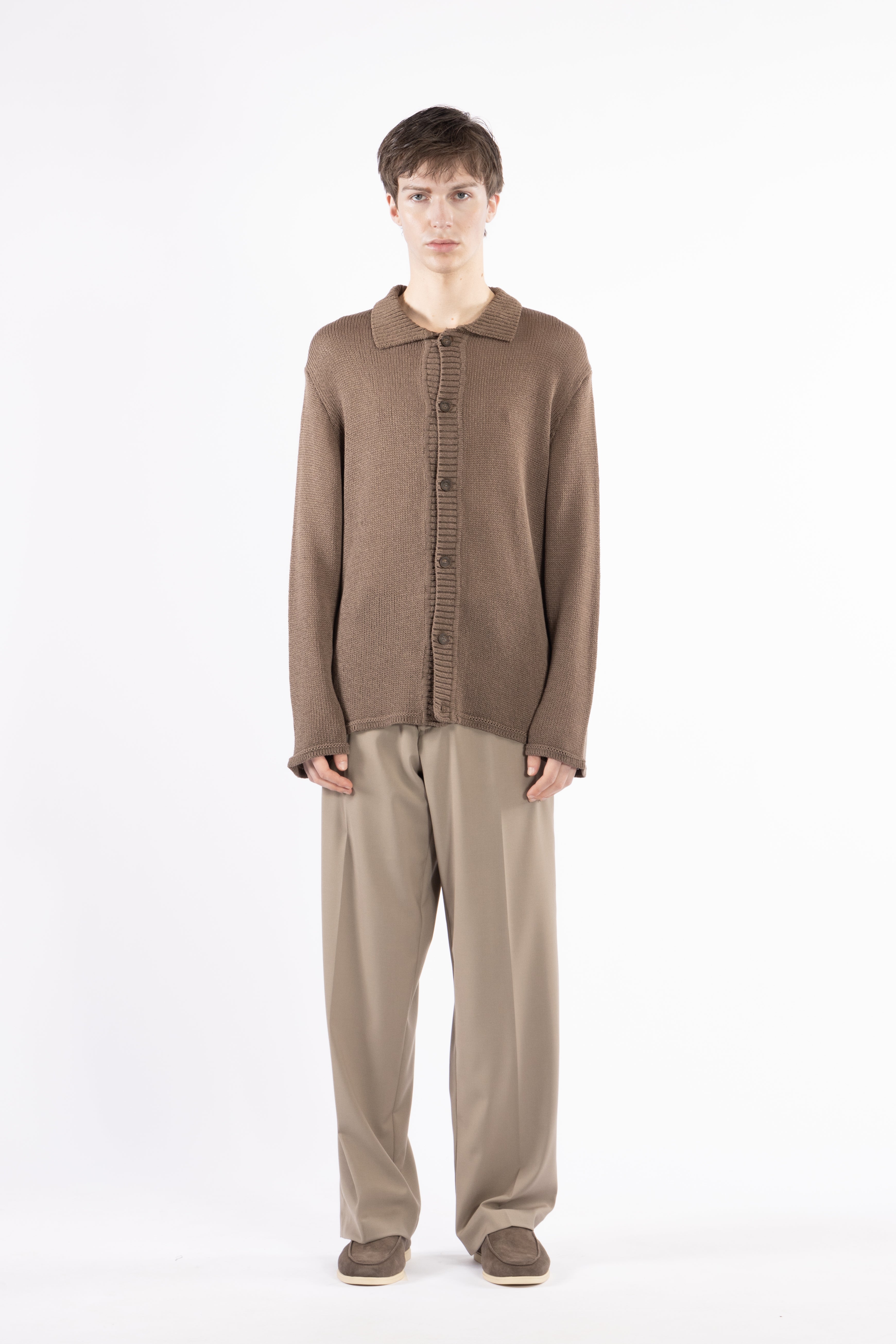 Camicia cardigan in maglia - Moro